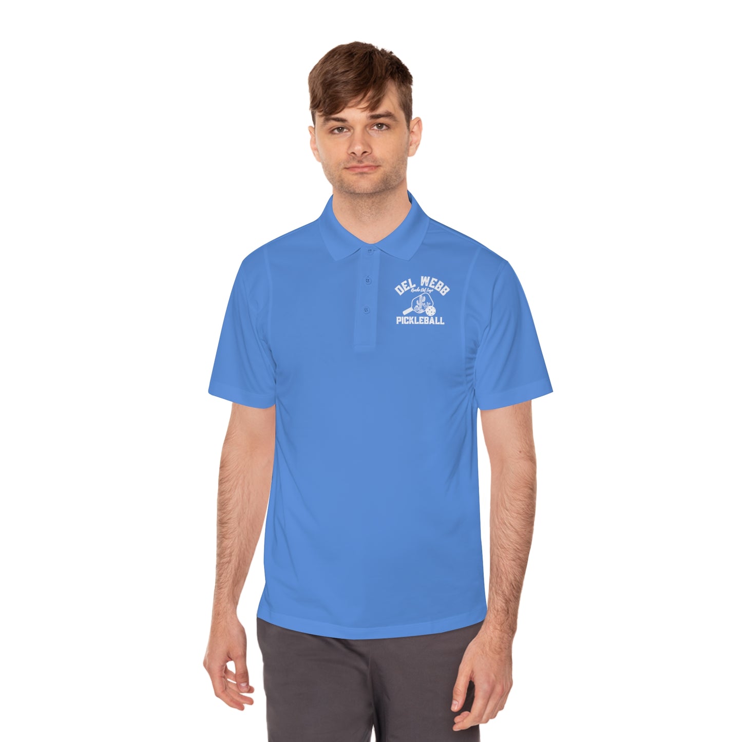 Del Webb Pickleball Men's Sport Polo Shirt. Can customize back