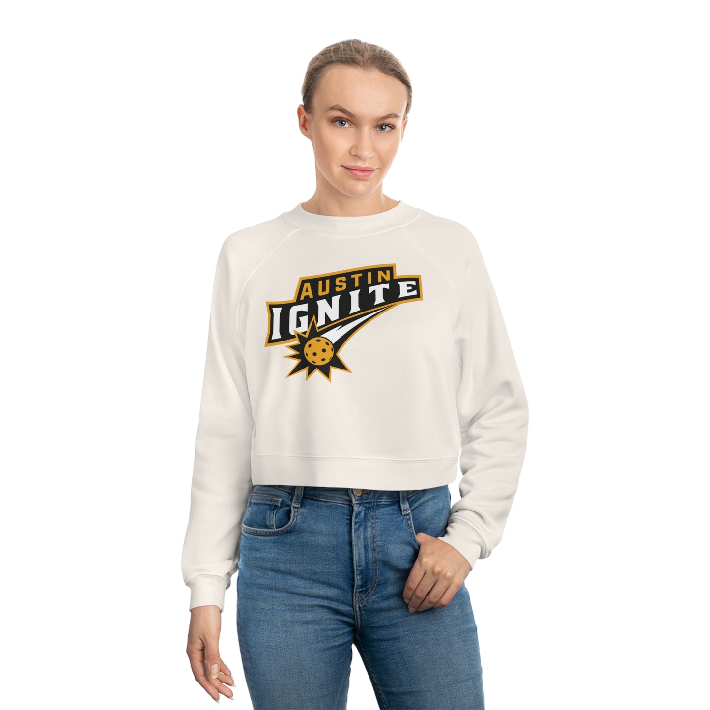 Gold Austin Ignite Customize back - Women's Cropped Fleece Pullover