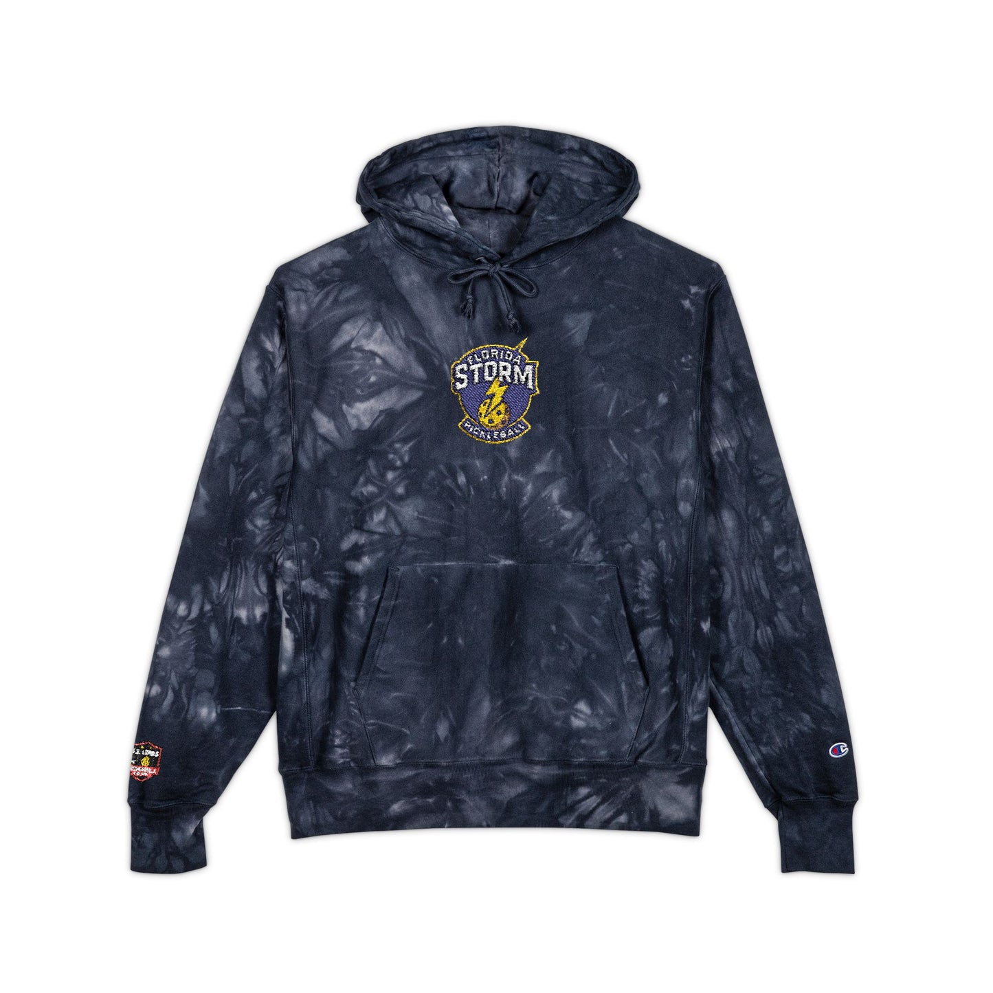 Florida Storm Embroidered Logo - Tie Dye Unisex Champion Crew - Embroidered Cuff