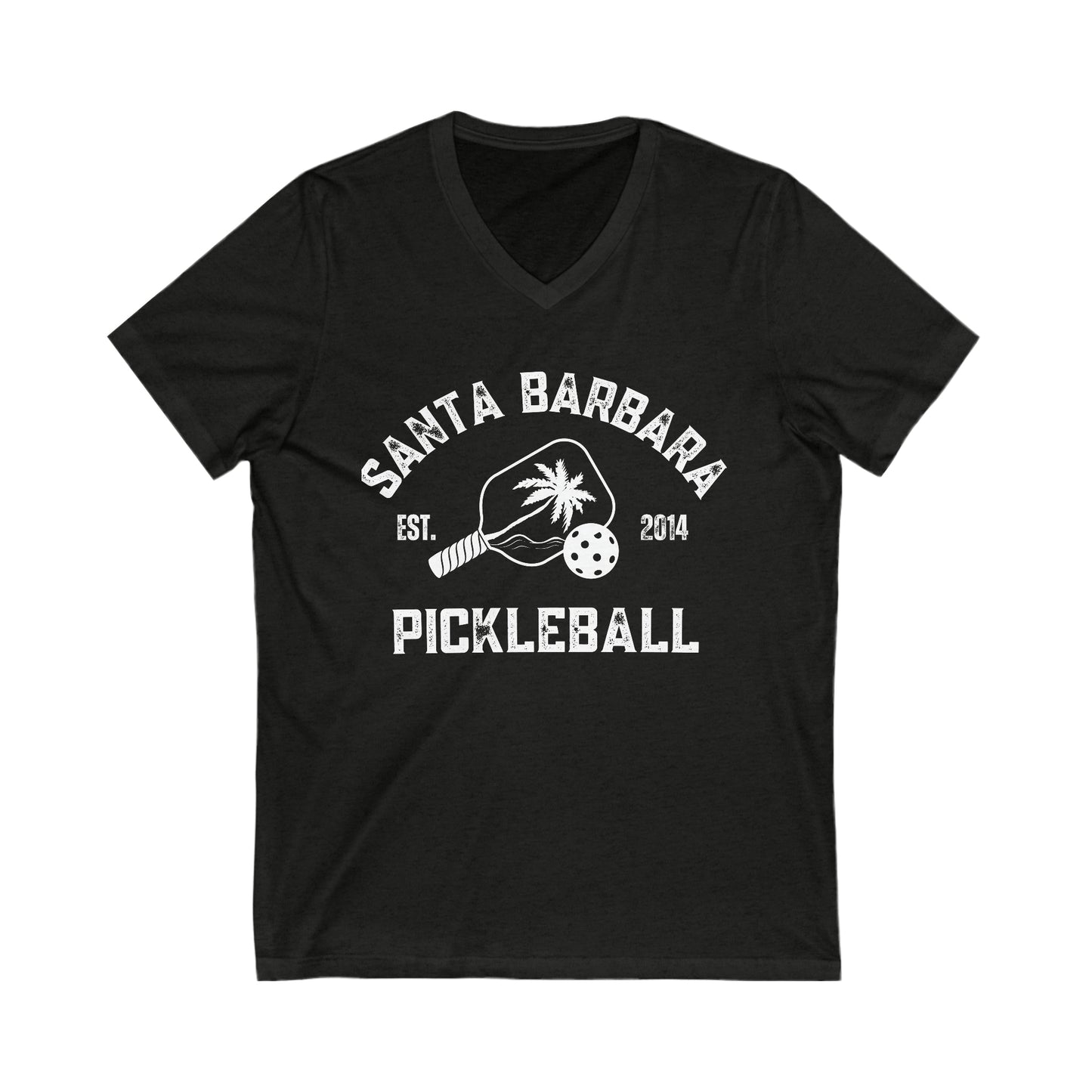Santa Barbara Pickleball T-shirt - Unisex Jersey Short Sleeve V-Neck Tee