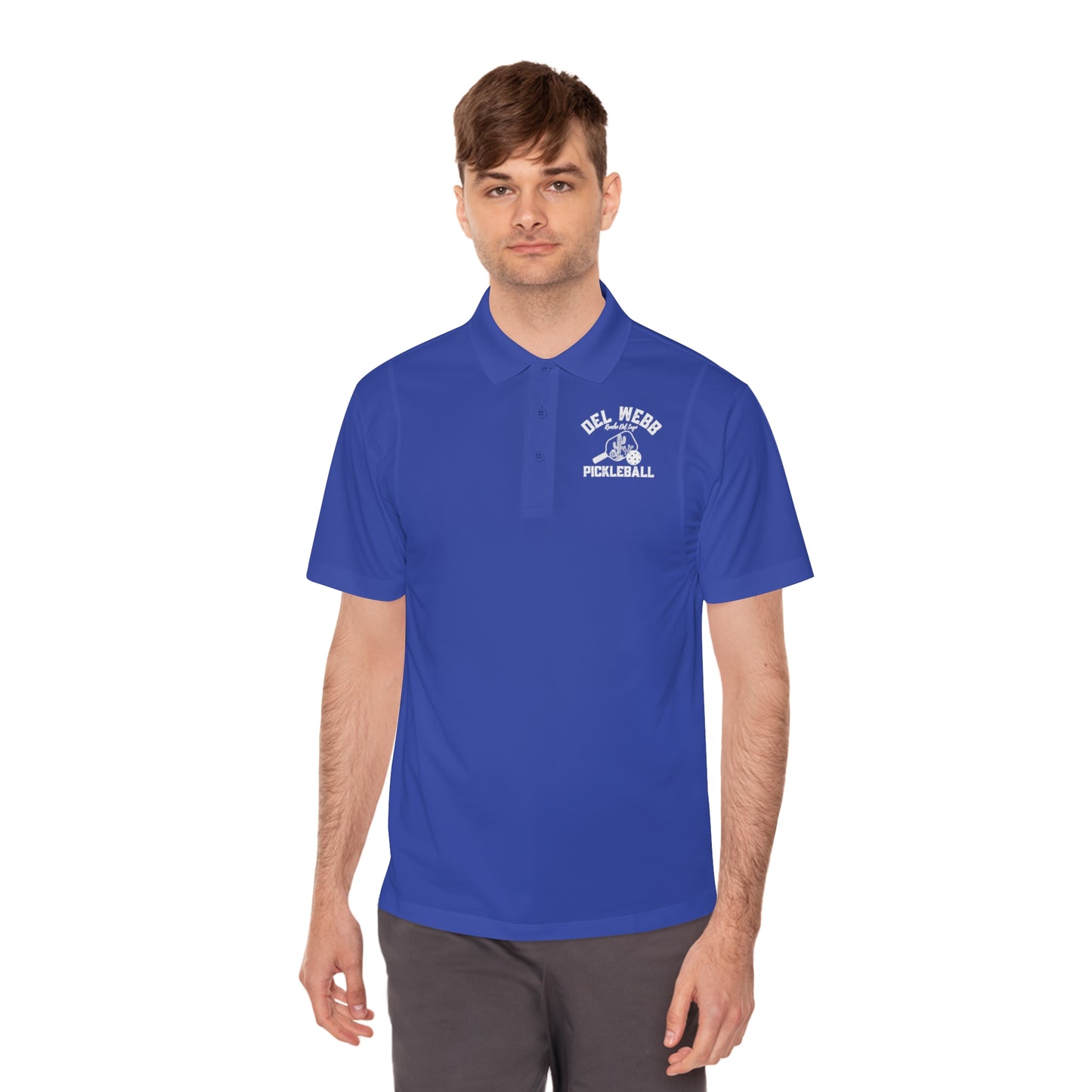 Del Webb Pickleball Men's Sport Polo Shirt. Can customize back