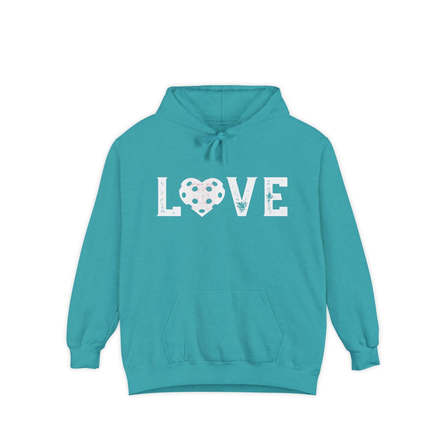 LOVE Garment Dyed Hoodie Unisex - can add name back no sleeve names
