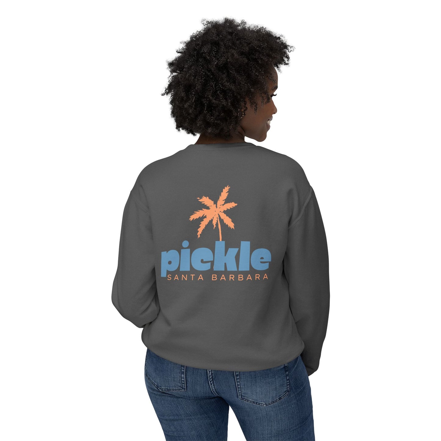 PICKLE Palm Tree (Blue Green) - Santa Barbara (or your city) Lightweight Crew - Garment Dyed