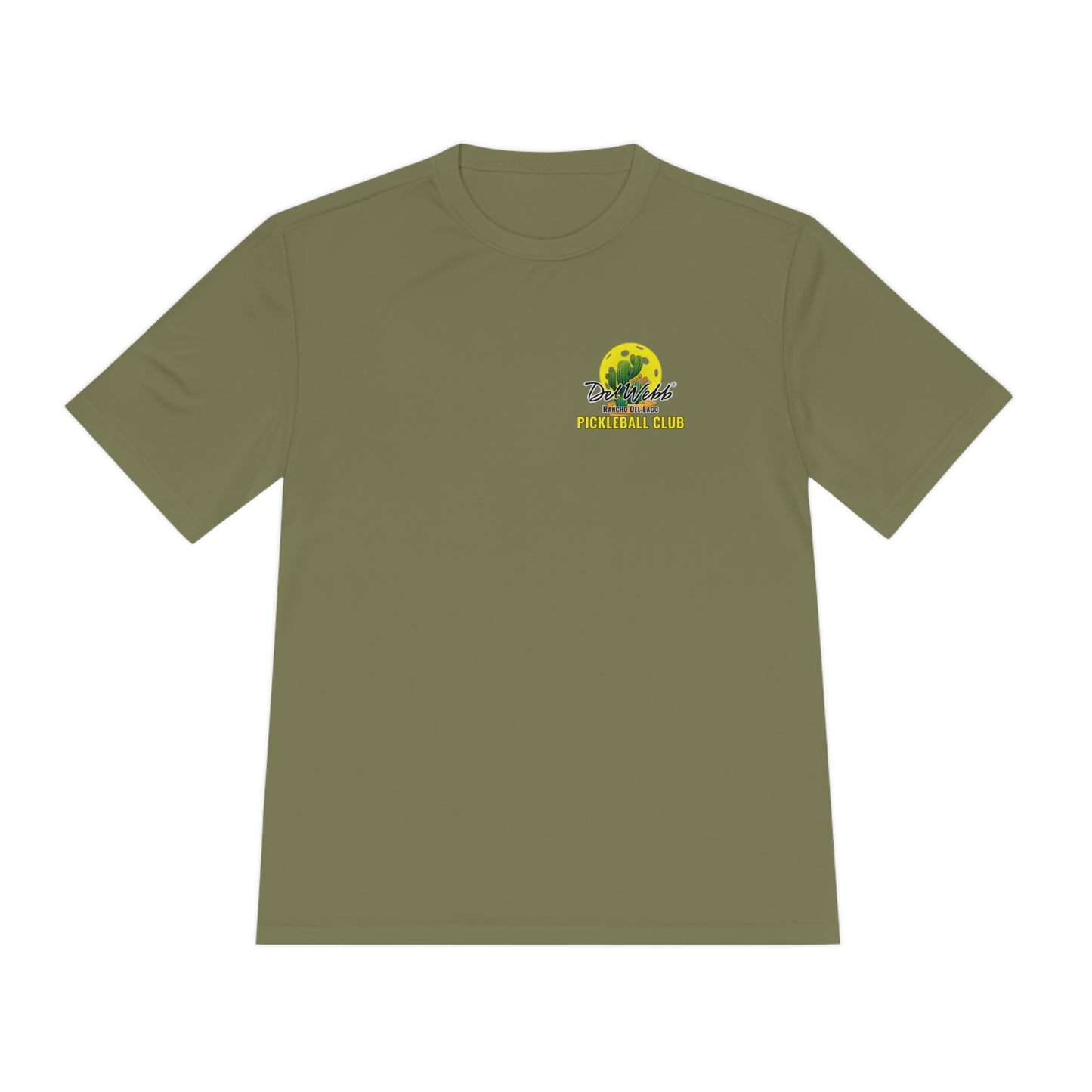 Del Webb Pickleball - Fuller Cut, Unisex Moisture Wicking Tee, SPF 40 - can customize back