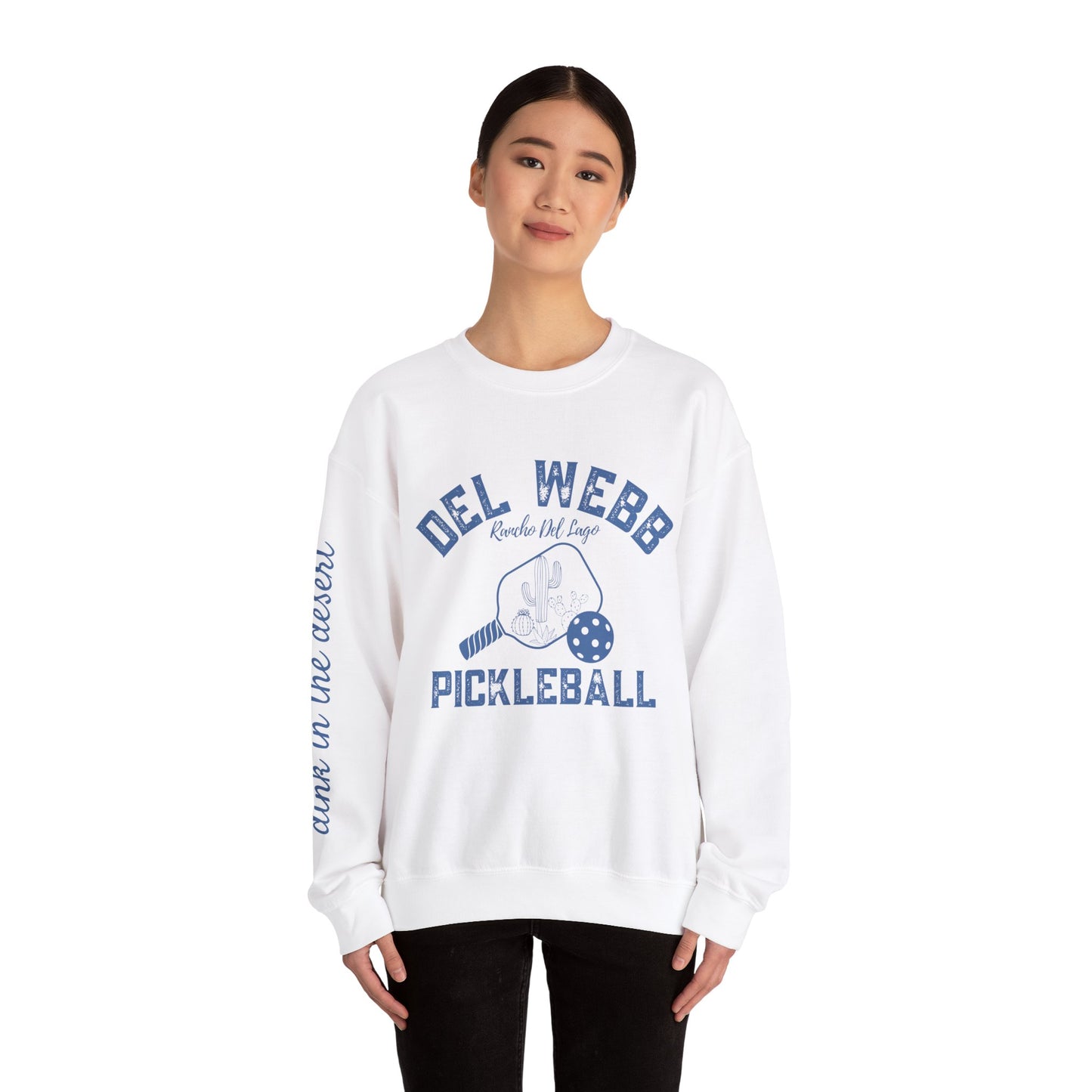 Copy of Del Webb Pickleball Beachy Style - Dink in the Desert - Unisex Crew -ca add name to sleeve with paddles