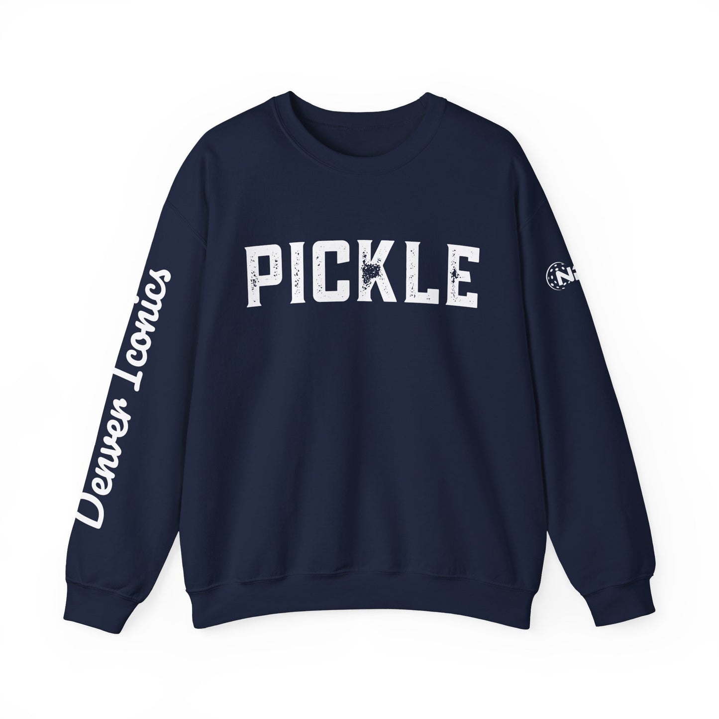 PICKLE w/ Denver Iconics in script - custom Crew - personalize sleeve and or back