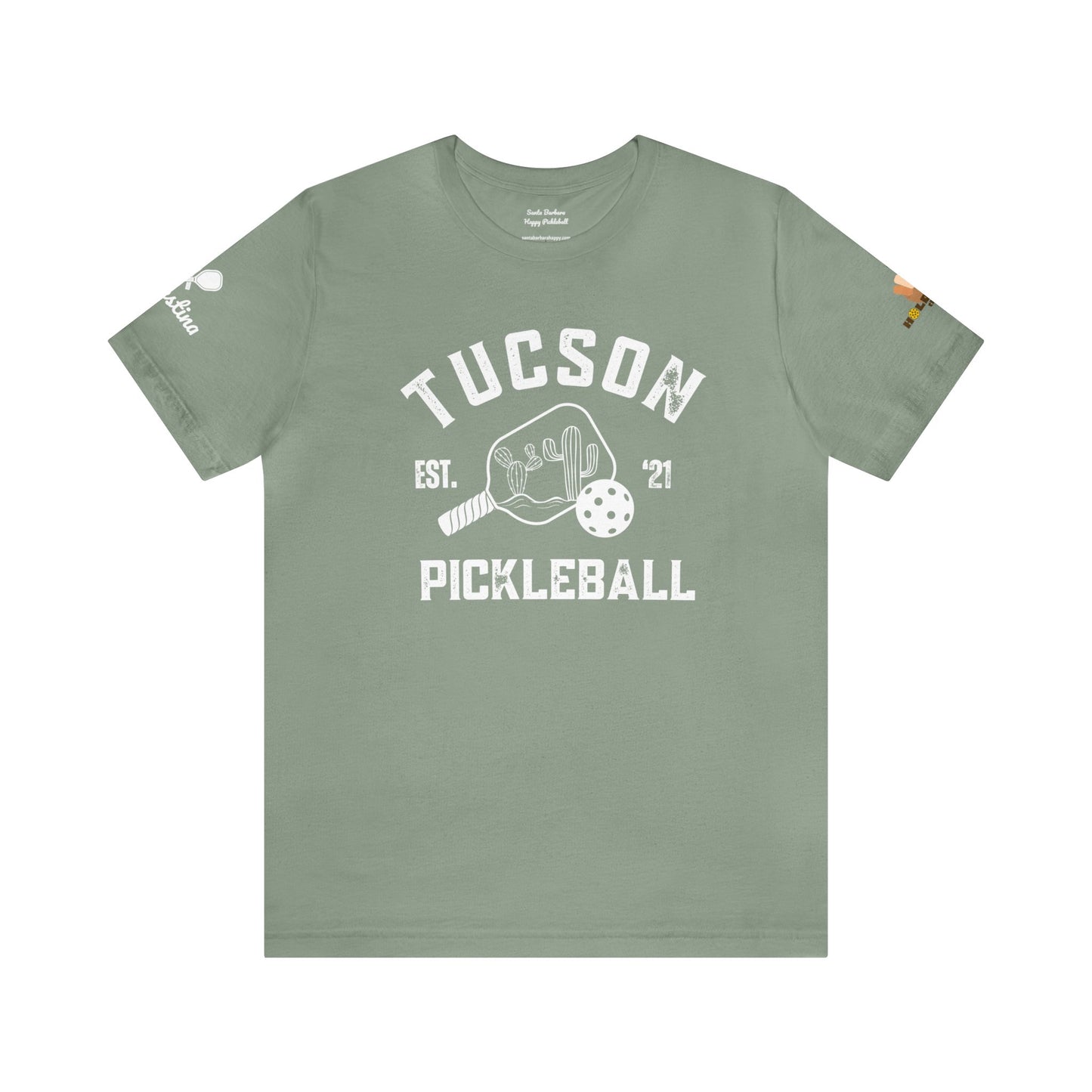 Ernestina Tucson Pickleball Unisex Tshirt. Customize sleeve - add name in notes