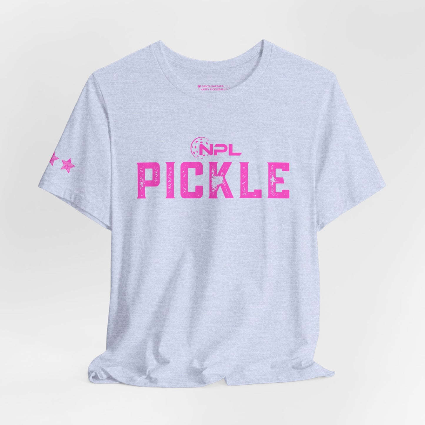 PICKLE distressed NPL Championship Weekend logo - hot pink - Unisex Jersey Short Sleeve Tee (optional add ribbon)