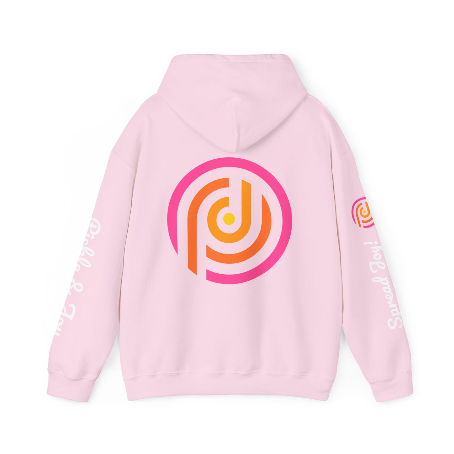 Pink Retro Hoodie - customize sleeves. Can add your own logo, and name 3 sides words