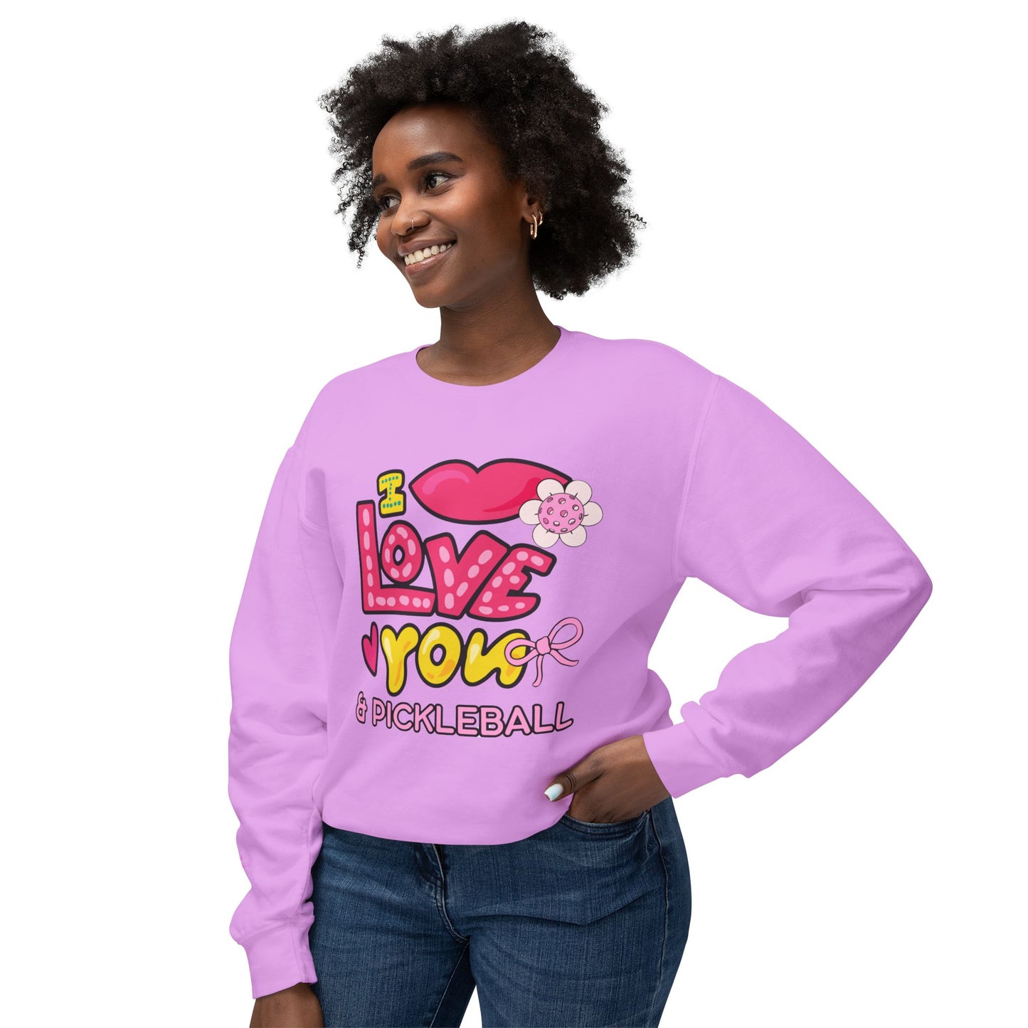 I LOVE YOU & Pickleball Unisex Garment Dyed Lightweight Crew