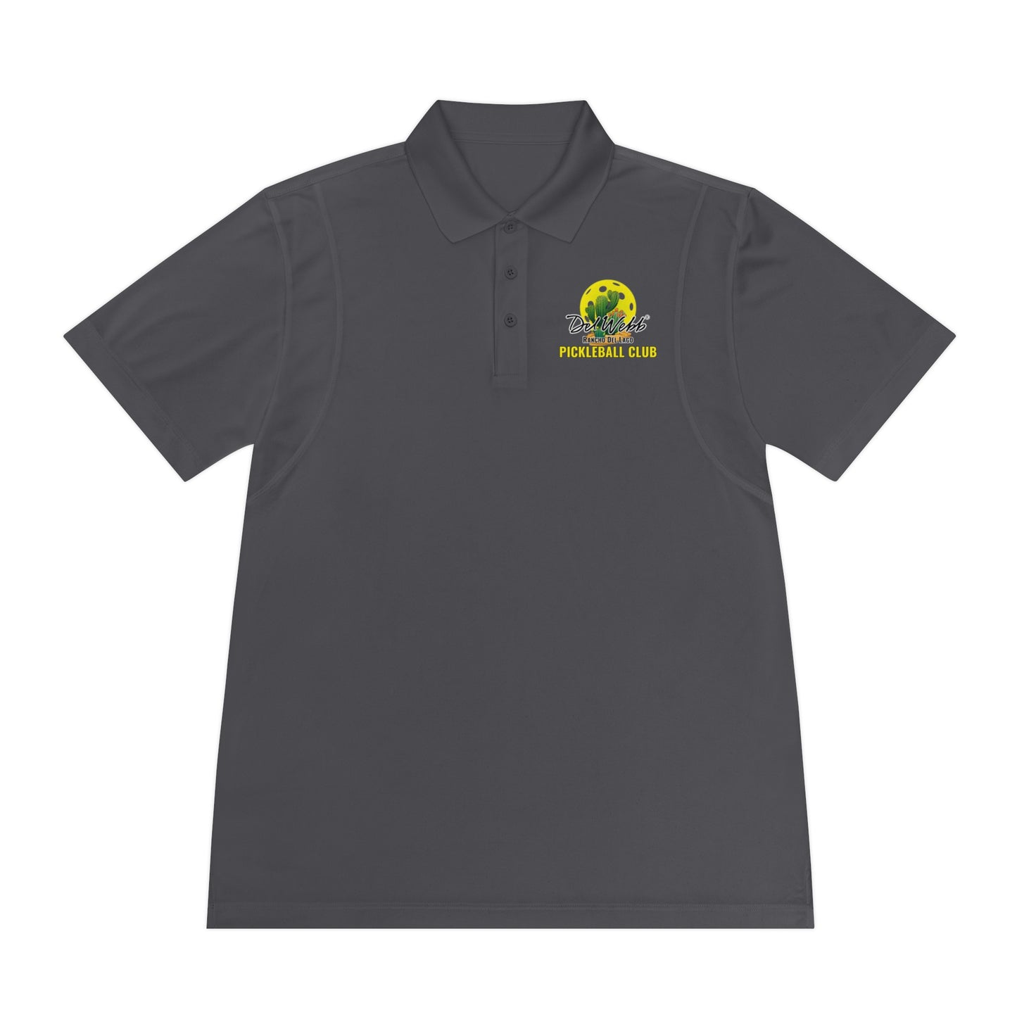 Del Webb Pickleball Moisture Wicking SPF 40 -Men's Sport Polo Shirt- can customize back