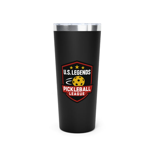 The Del Rays/US Legends Pickleball League - 2 sided logos - Copper Vacuum Insulated Tumbler, 22oz