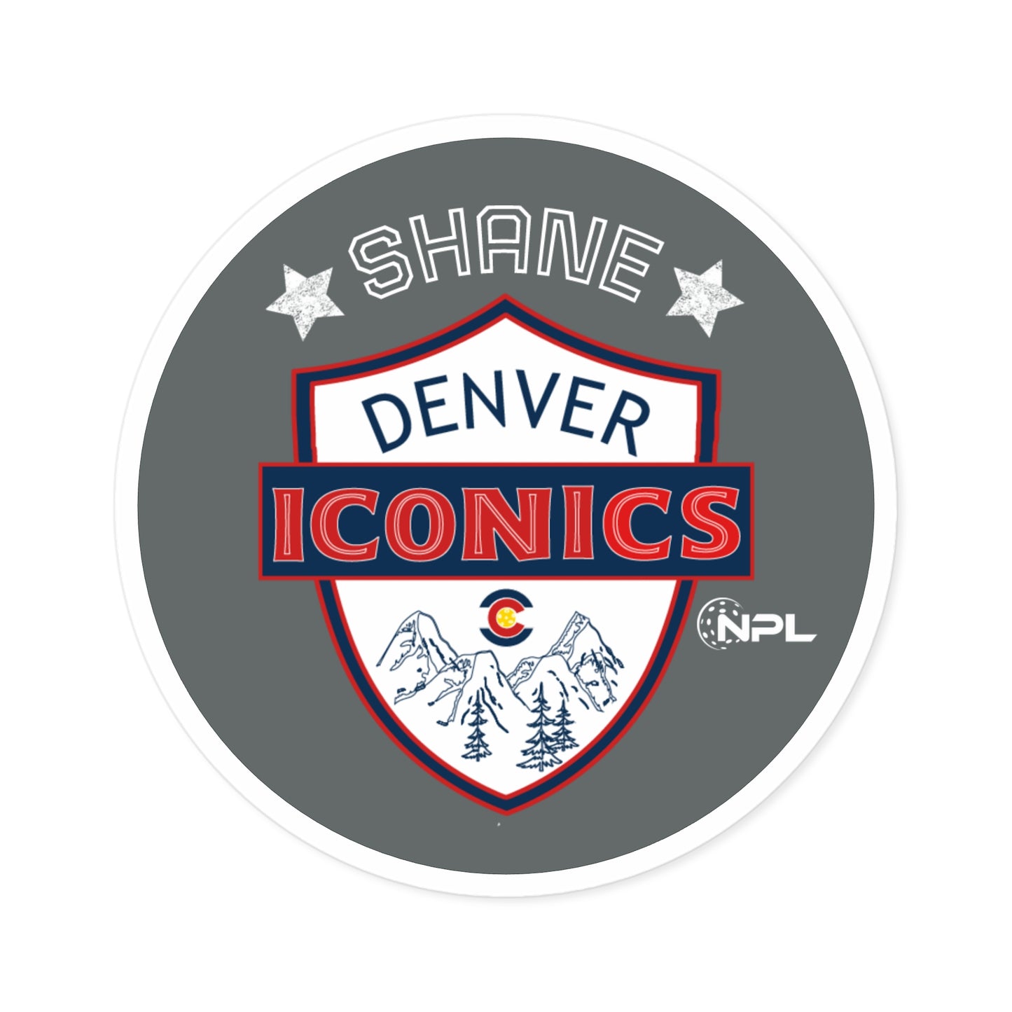 Shane Denver Iconics Round Stickers - Personalized Badges for Laptops, Water Bottles, Gifts, Sports Fans, Outdoor Decor