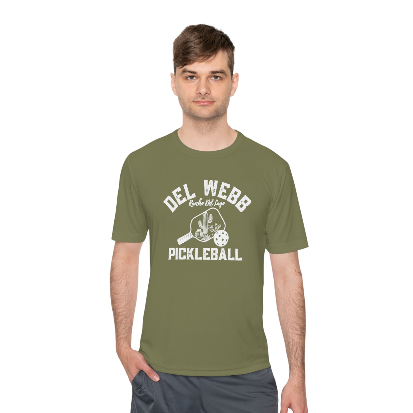 Del Webb Pickleball - Fuller Cut, Unisex Moisture Wicking Tee, SPF 40 - can customize back