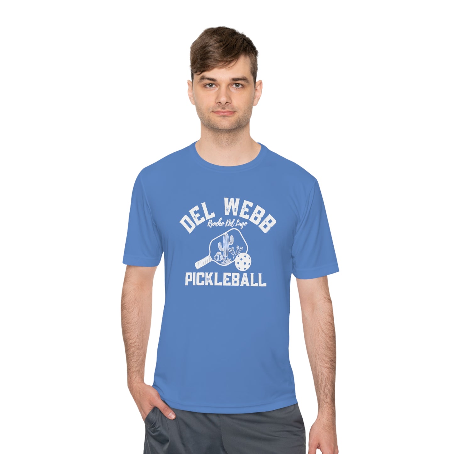 Del Webb Pickleball - Fuller Cut, Unisex Moisture Wicking Tee, SPF 40 - can customize back