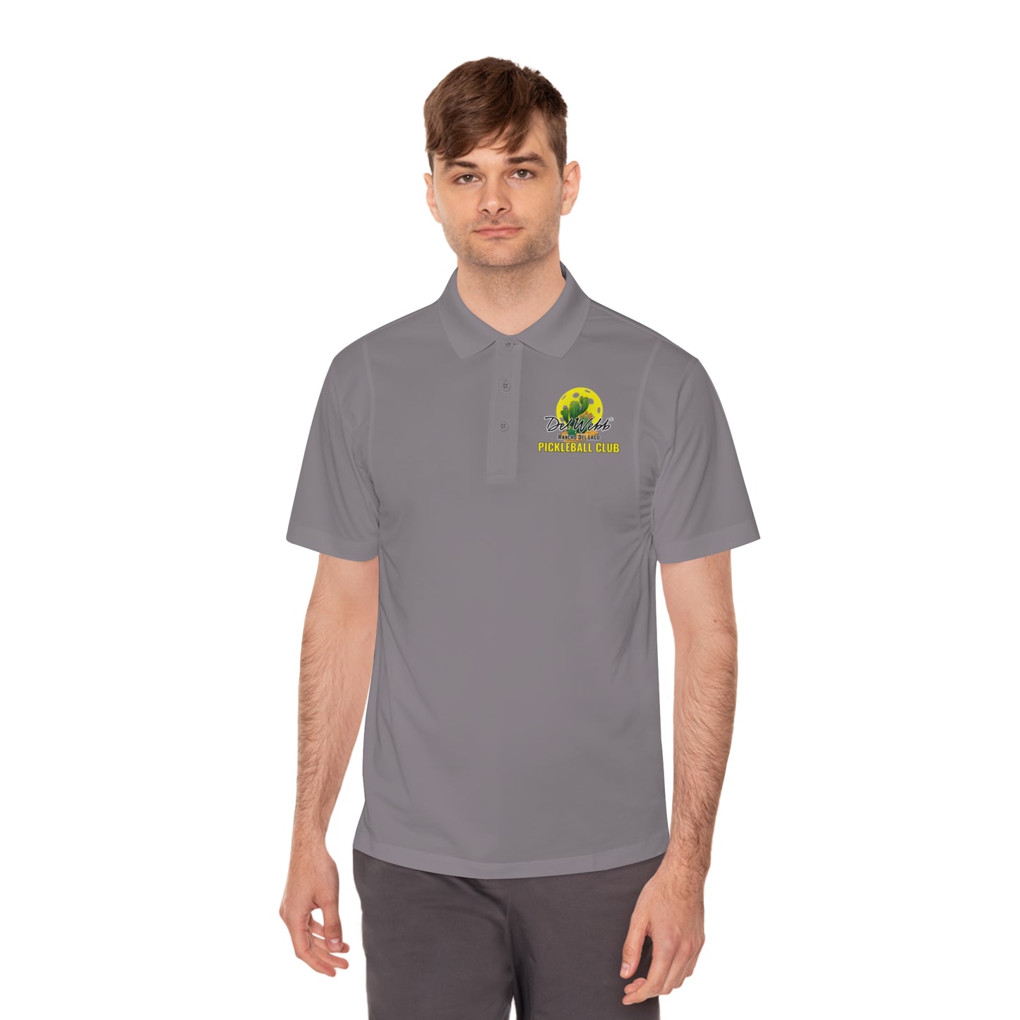 Del Webb Pickleball Moisture Wicking SPF 40 -Men's Sport Polo Shirt- can customize back