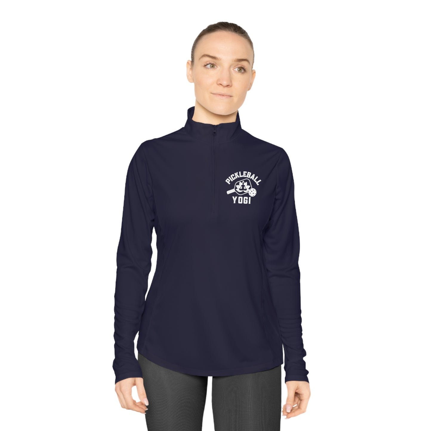 Pickleball Yogi -SPF 40 Moisture Wicking -Ladies Quarter-Zip Pullover