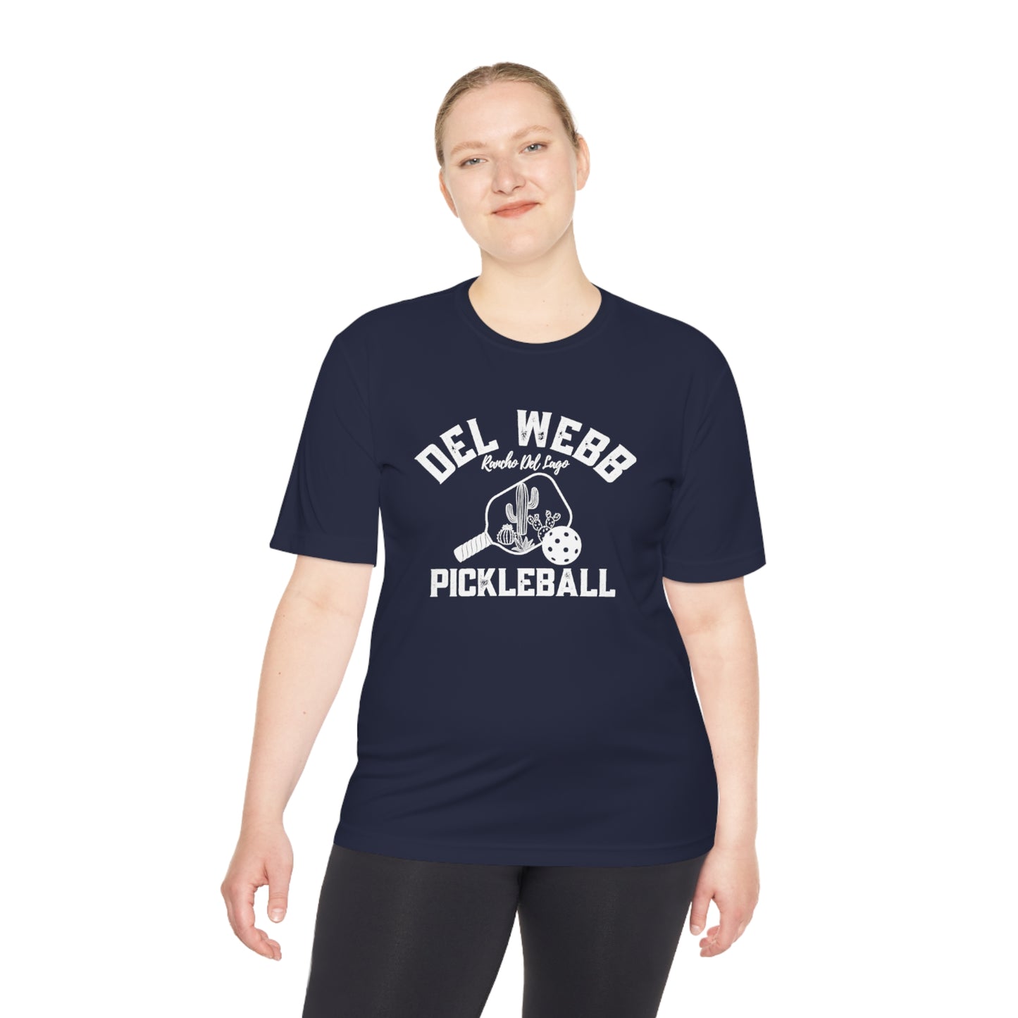 Del Webb Pickleball - Fuller Cut, Unisex Moisture Wicking Tee, SPF 40 - can customize back