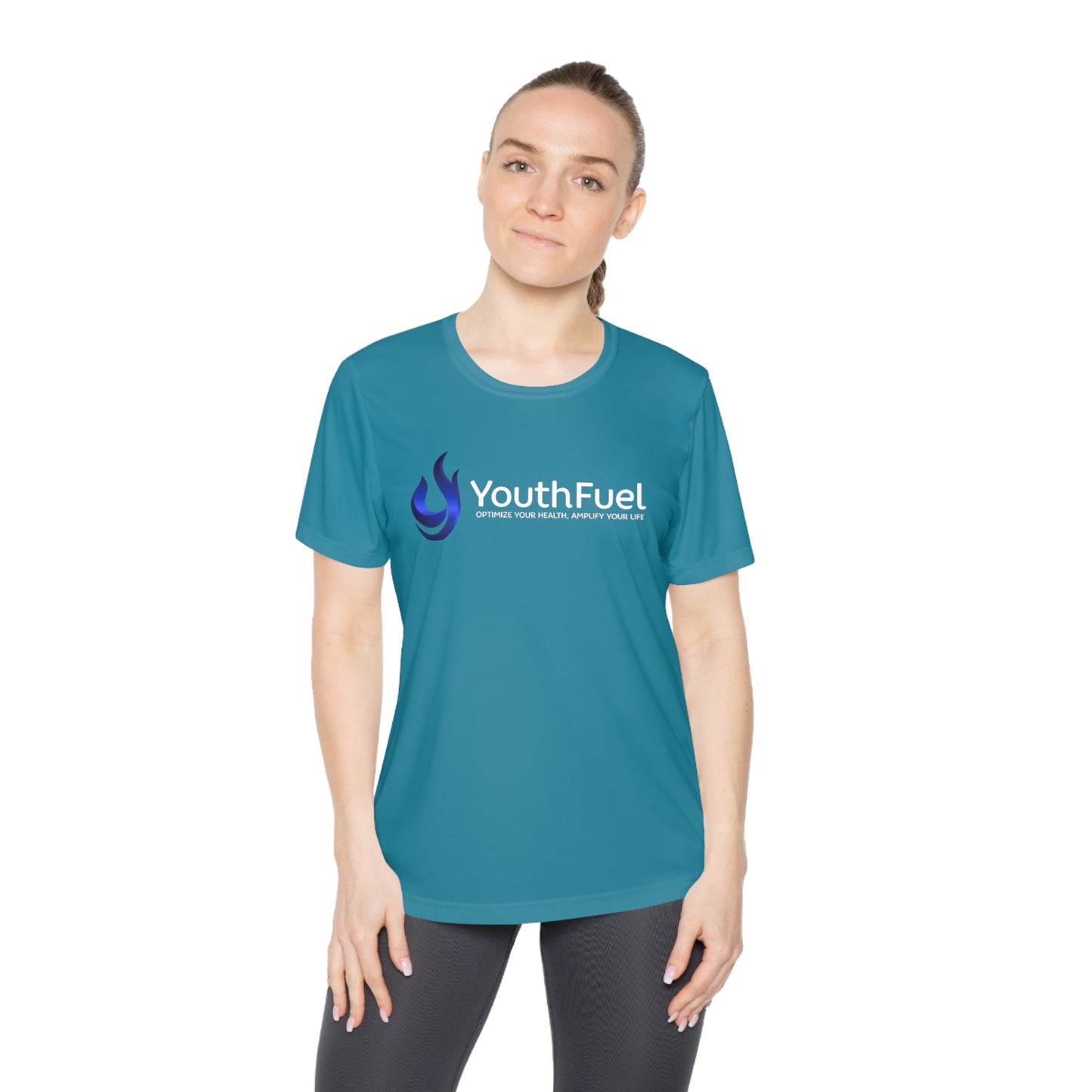 YouthFuel - SPF 40, Ladies Moisture Wicking Competitor Tee (Gamma Logo added)