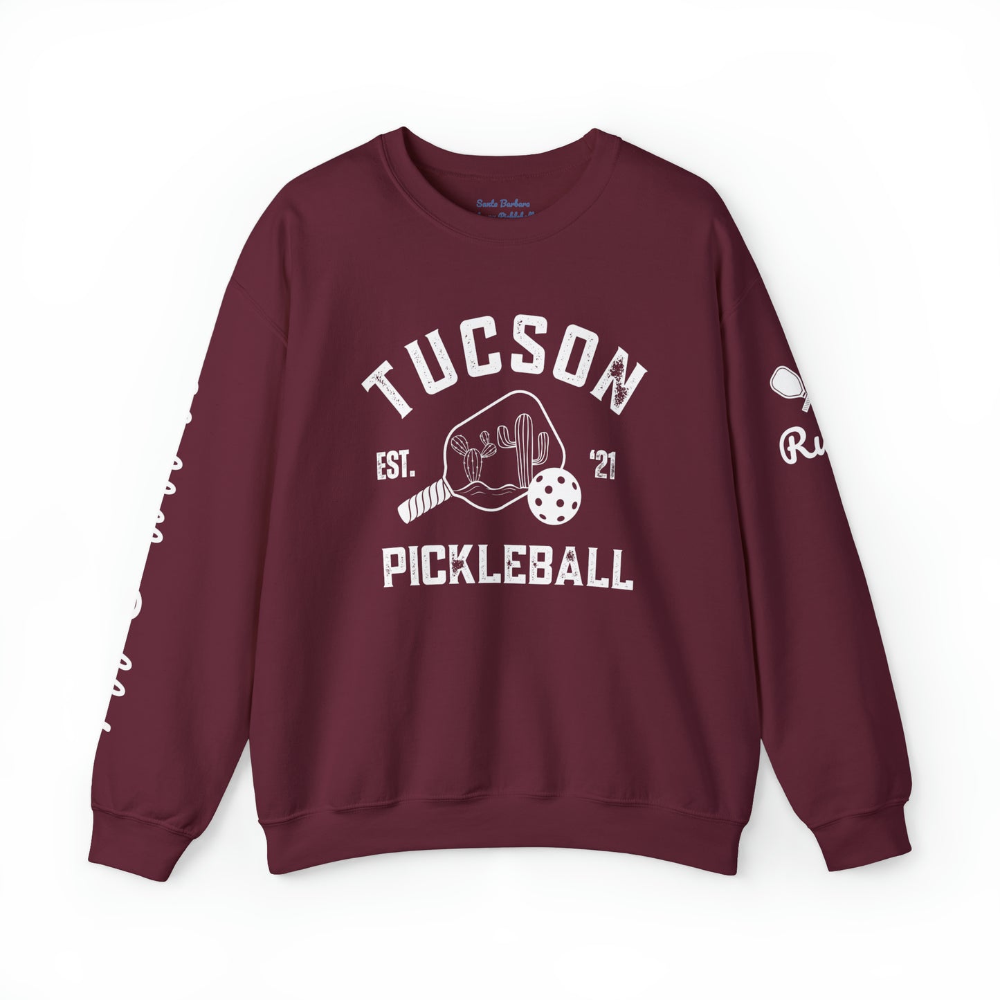 Hold the Pickle,Tucson Pickleball  - Crew. Customize sleeves where name is, add in notes