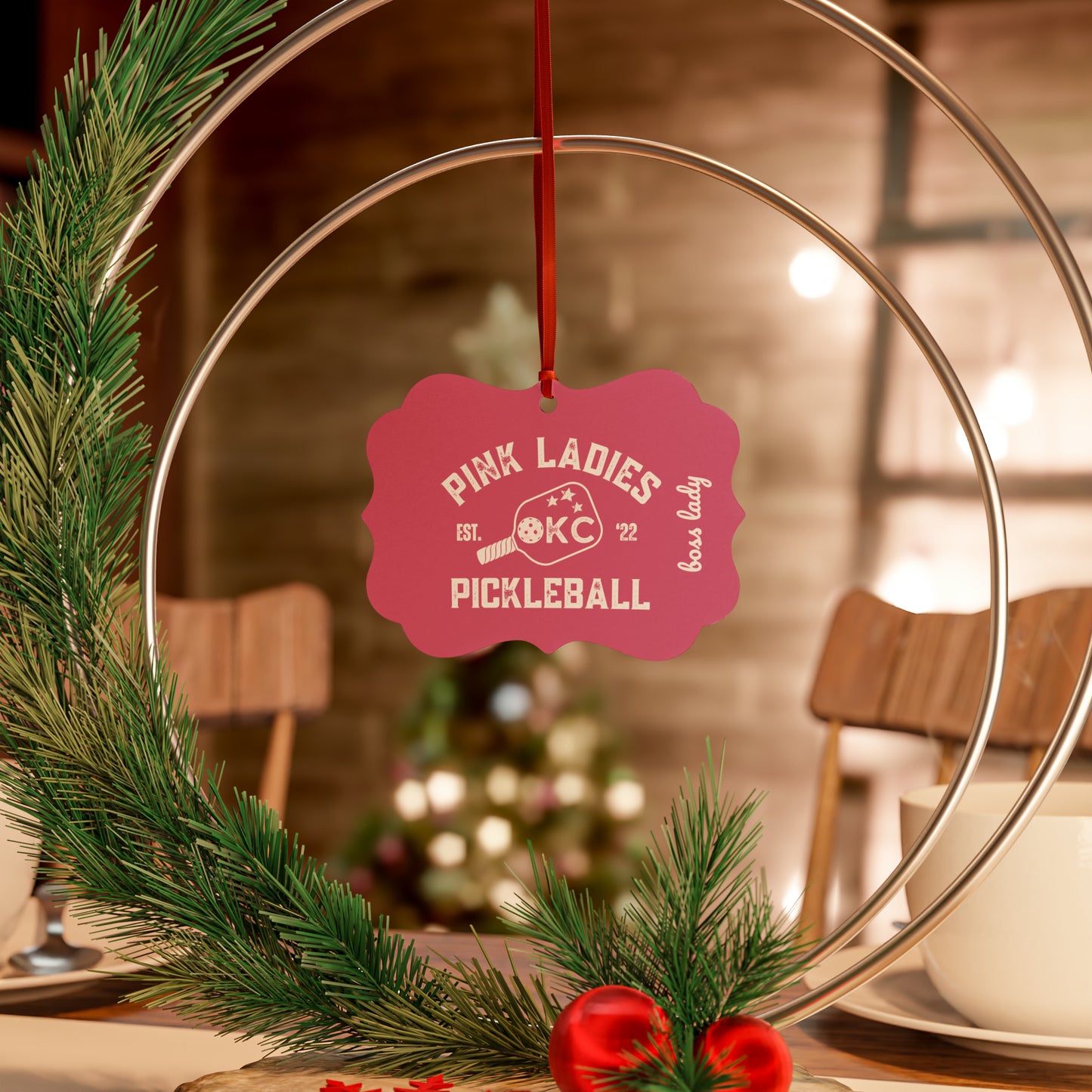 Custom Pink Ladies Pickleball Ornaments (1pc, 5pcs, 10pcs, 20pcs)