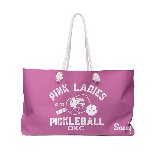 NEW Lady Face - raspberry pink - Pink Ladies Pickleball Weekender Bag - customize name