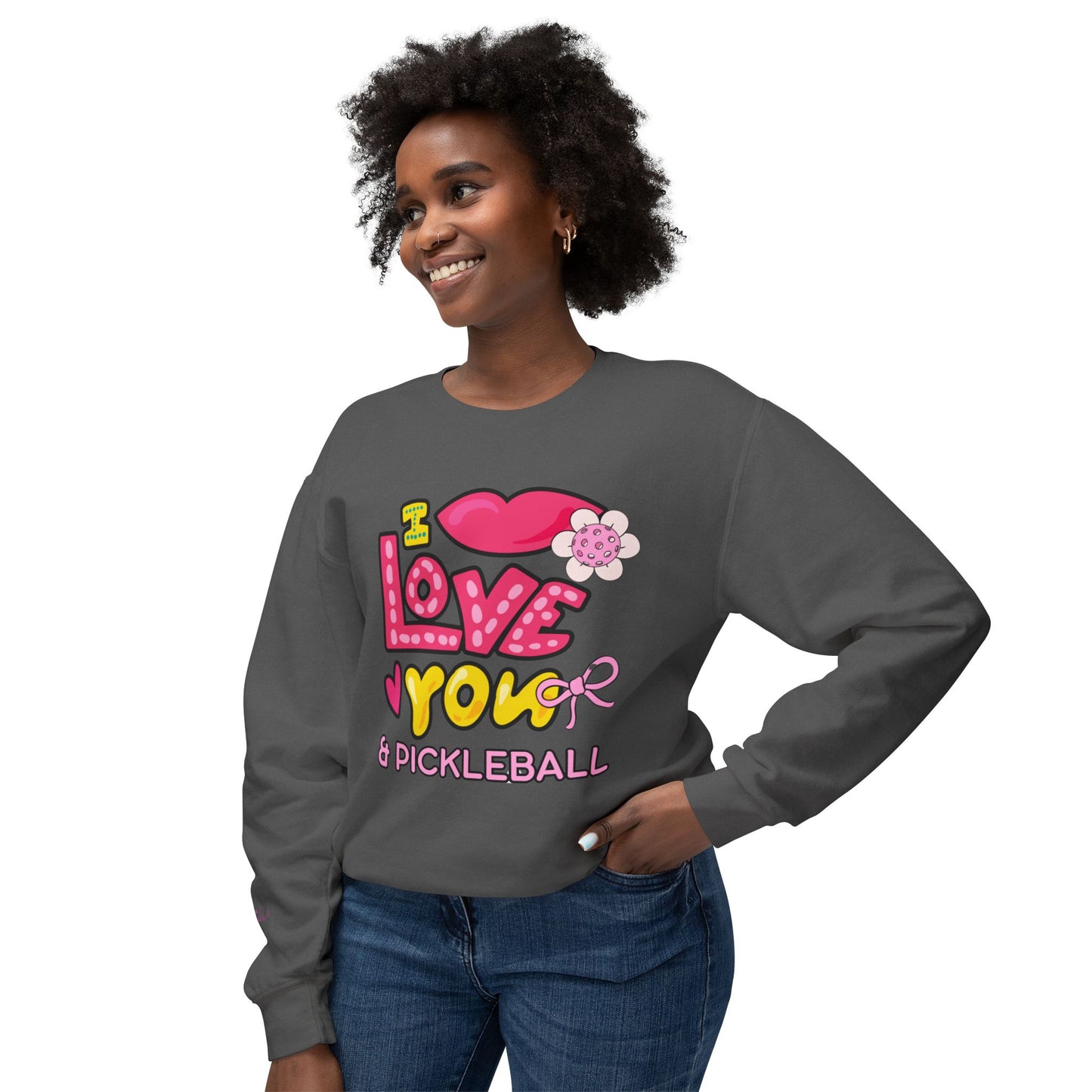I LOVE YOU & Pickleball Unisex Garment Dyed Lightweight Crew