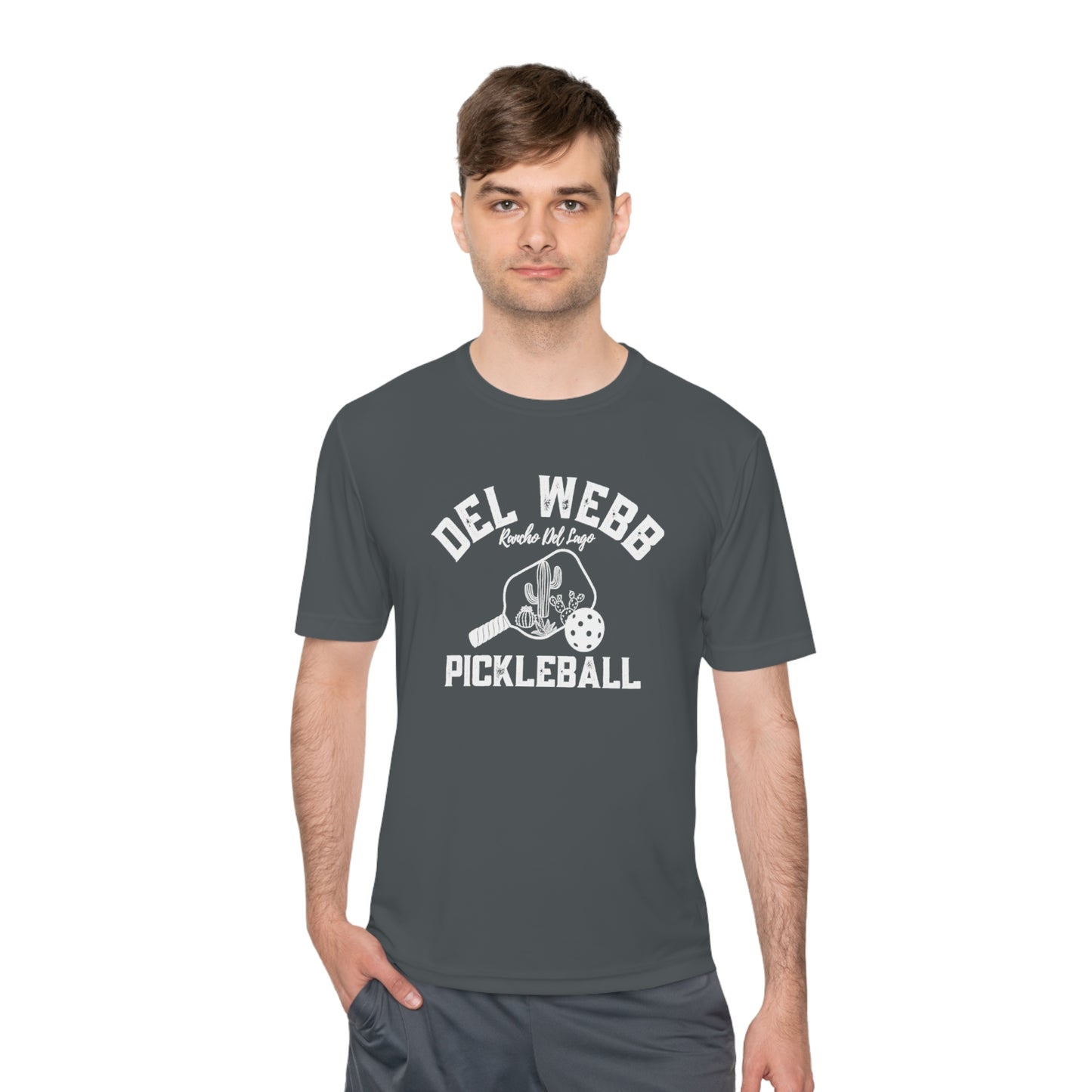 Del Webb Pickleball - Fuller Cut, Unisex Moisture Wicking Tee, SPF 40 - can customize back