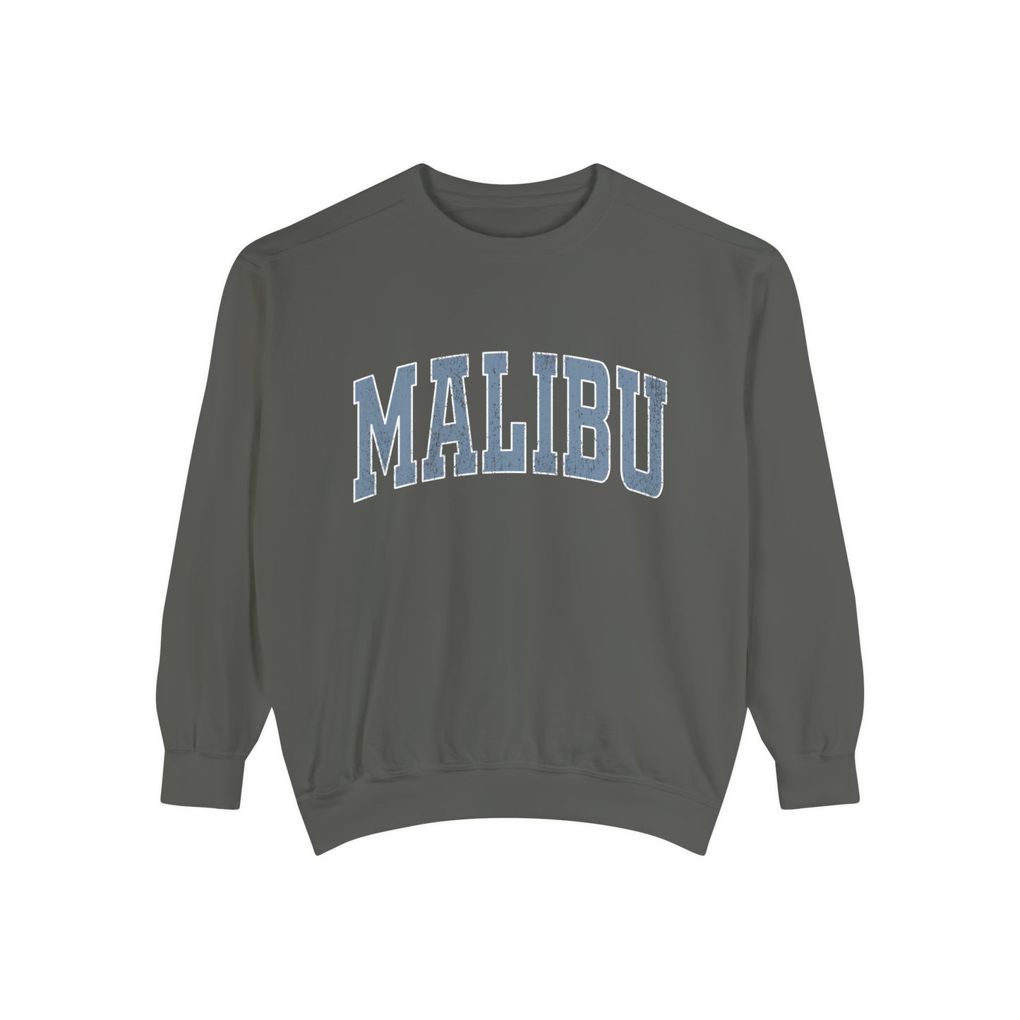 Malibu Crew Sweatshirt - Distressed Blue Logo - Comfort Colors