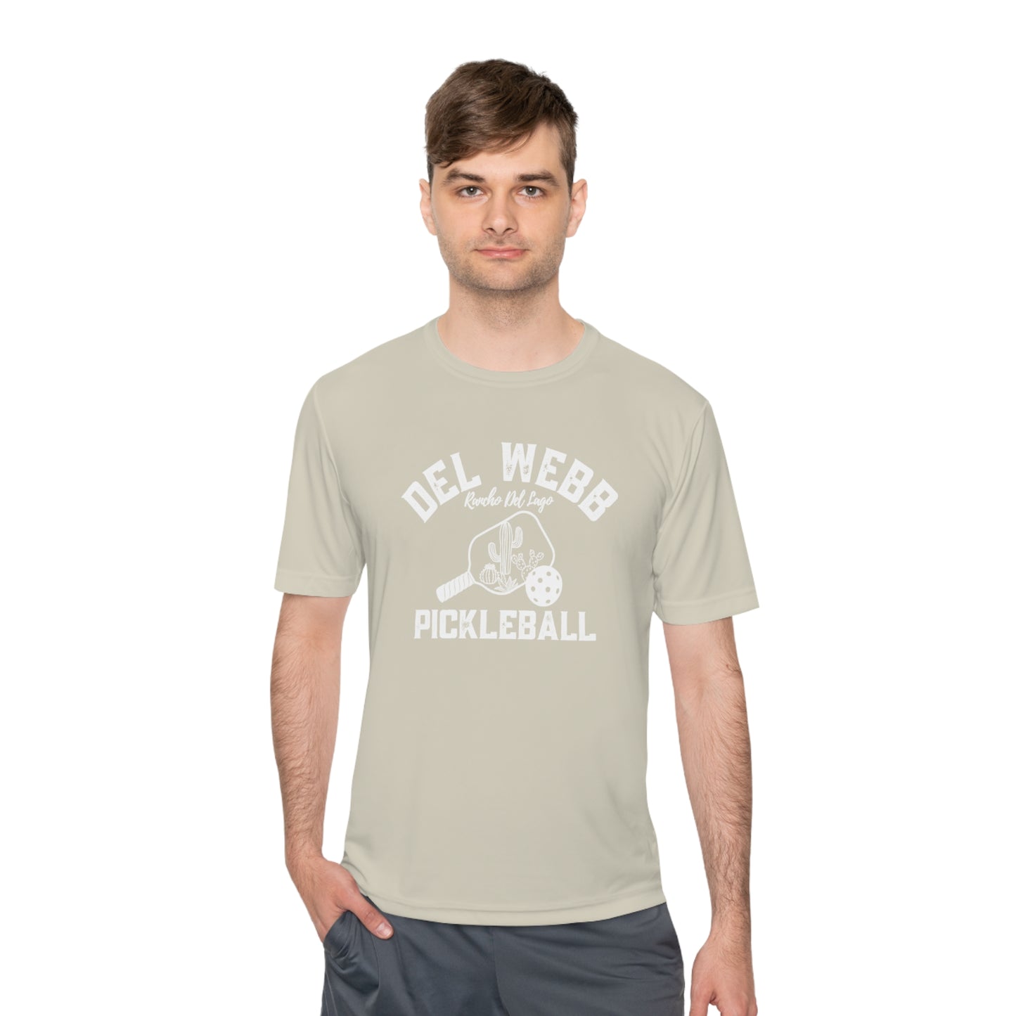 Del Webb Pickleball - Fuller Cut, Unisex Moisture Wicking Tee, SPF 40 - can customize back