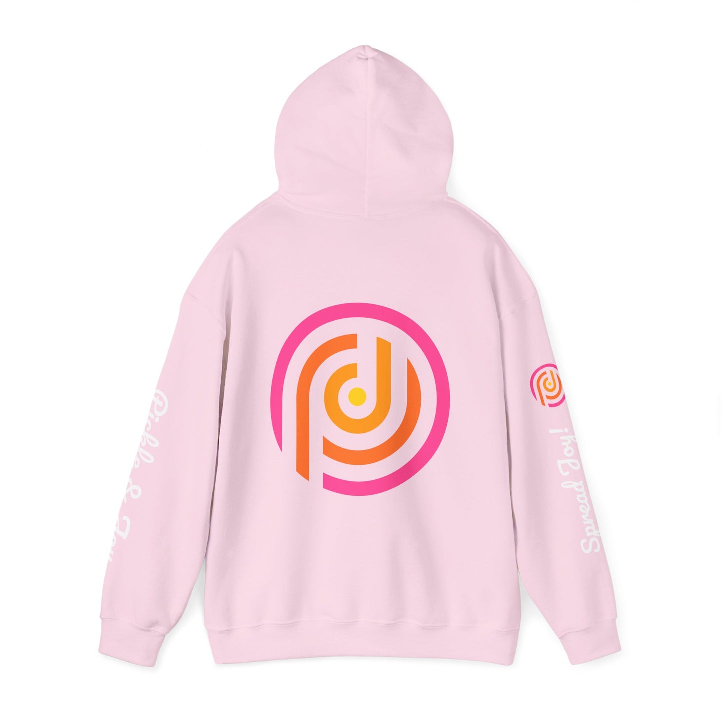 Pink Retro Hoodie - customize sleeves. Can add your own logo, and name 3 sides words
