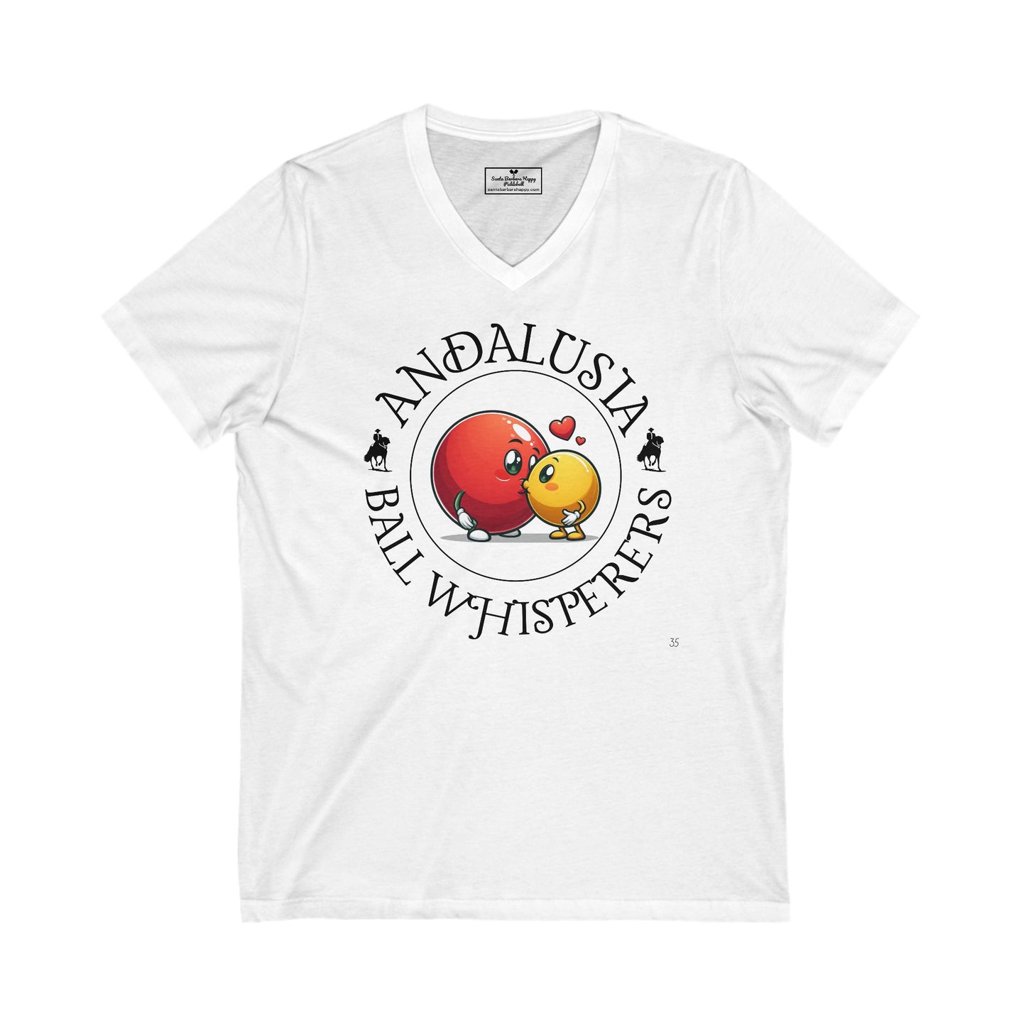 Andalusia Ball Whisperers Unisex Jersey Short Sleeve V-Neck Tee - runs big