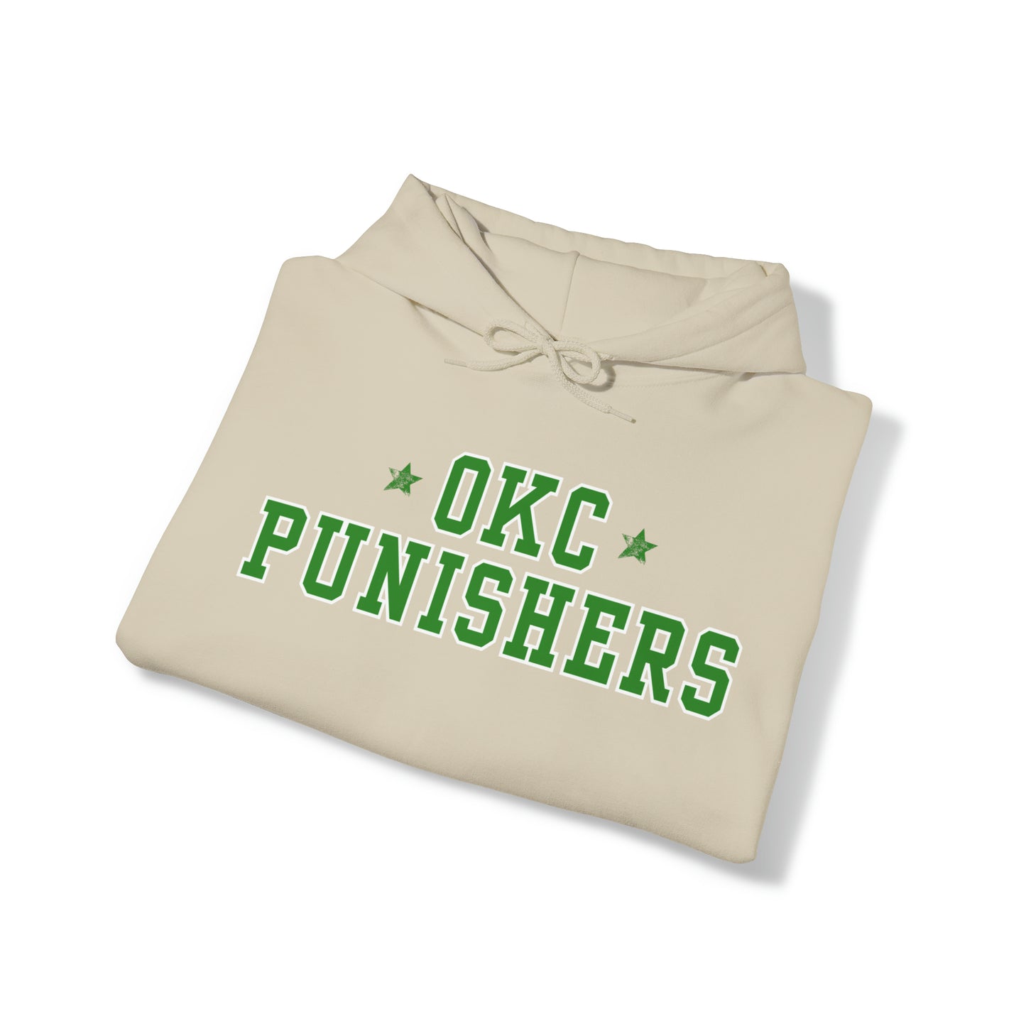 OKC Punishers Hoodie w/ Stars Green Letters - customize sleeve & back