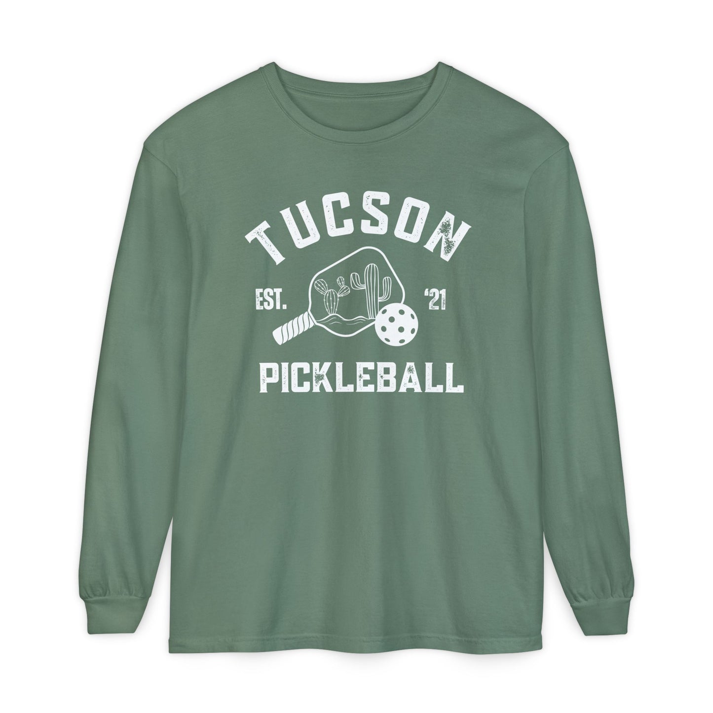 Tucson Pickleball Unisex Long Sleeve Garment Dyed Comfortv Colors T-Shirt for Everyday Comfort
