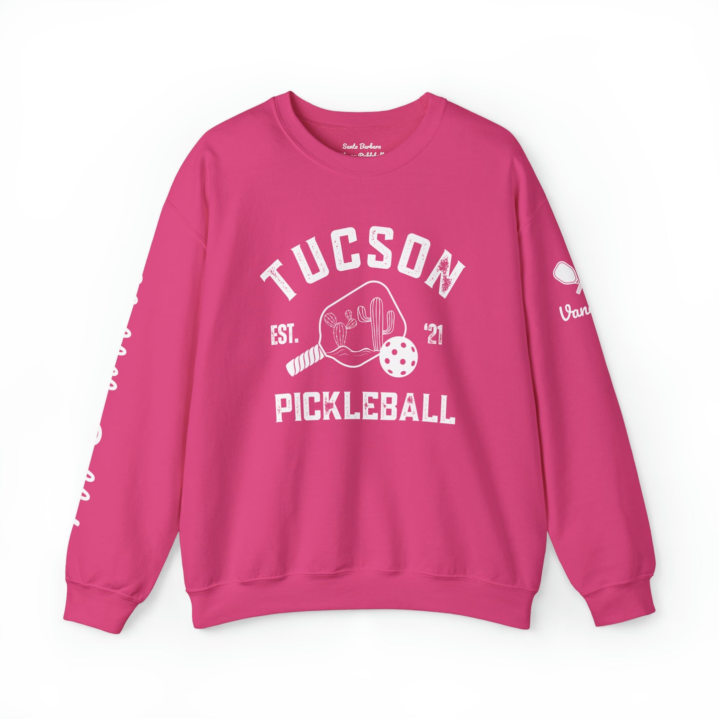 Hold the Pickle,Tucson Pickleball - Crew. Customize sleeves where name is, add in notes