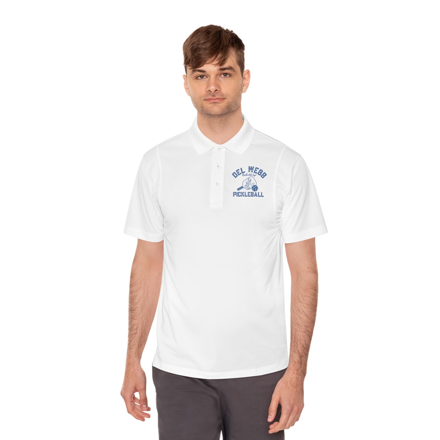 Del Webb Pickleball Men's Sport Polo Shirt. Can customize back