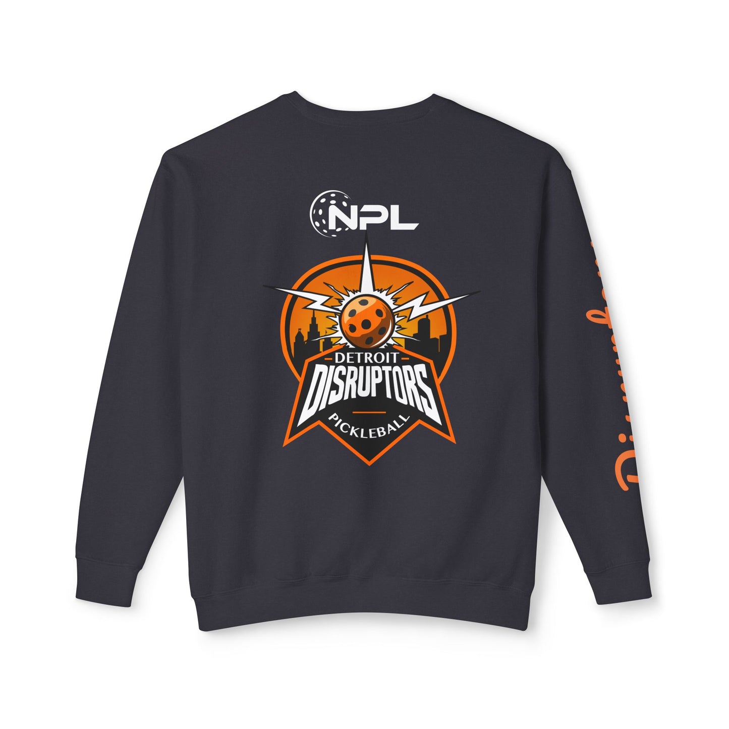 Detroit Disruptors Garment Dyed Lightweight, Customize name on back or sleeve, Unisex Crew - 100% cotton (can add name to sleeve, add in instructions)