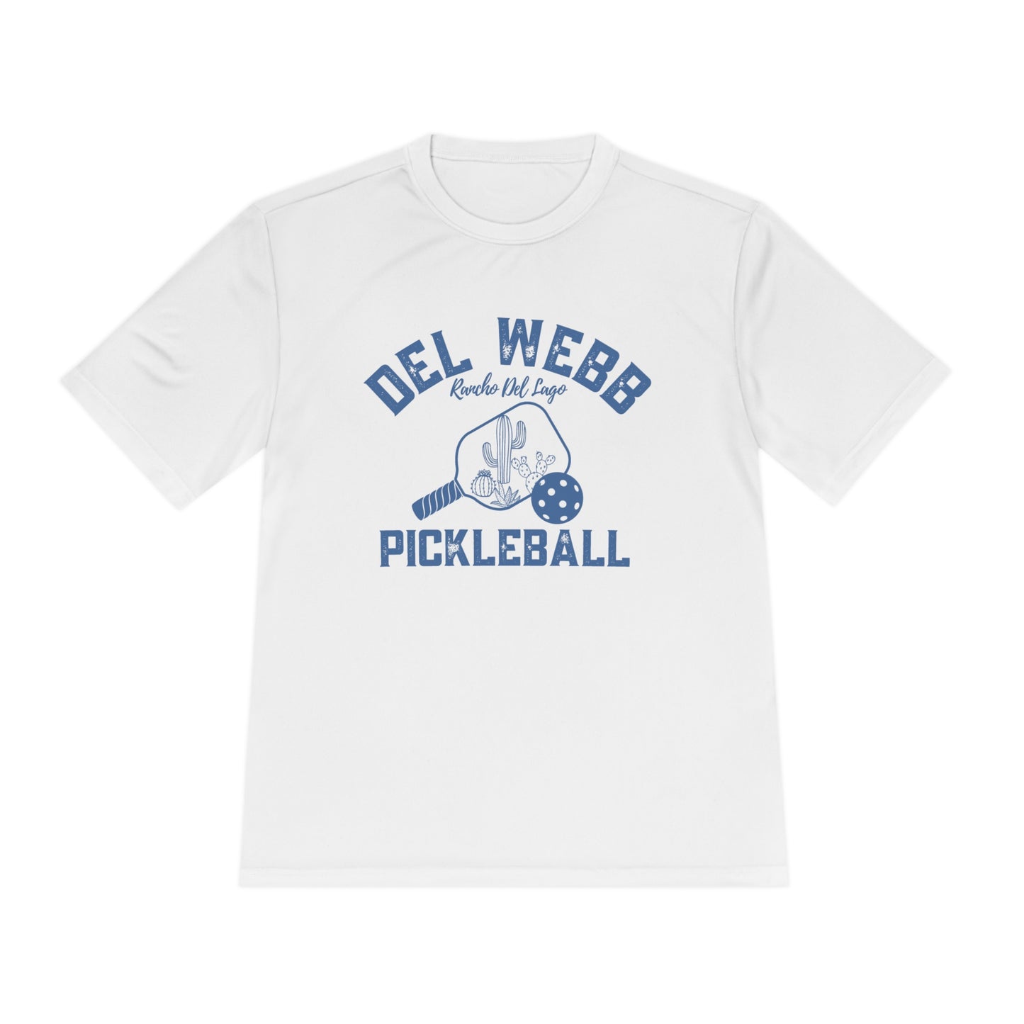 Del Webb Pickleball - Fuller Cut, Unisex Moisture Wicking Tee, SPF 40 - can customize back
