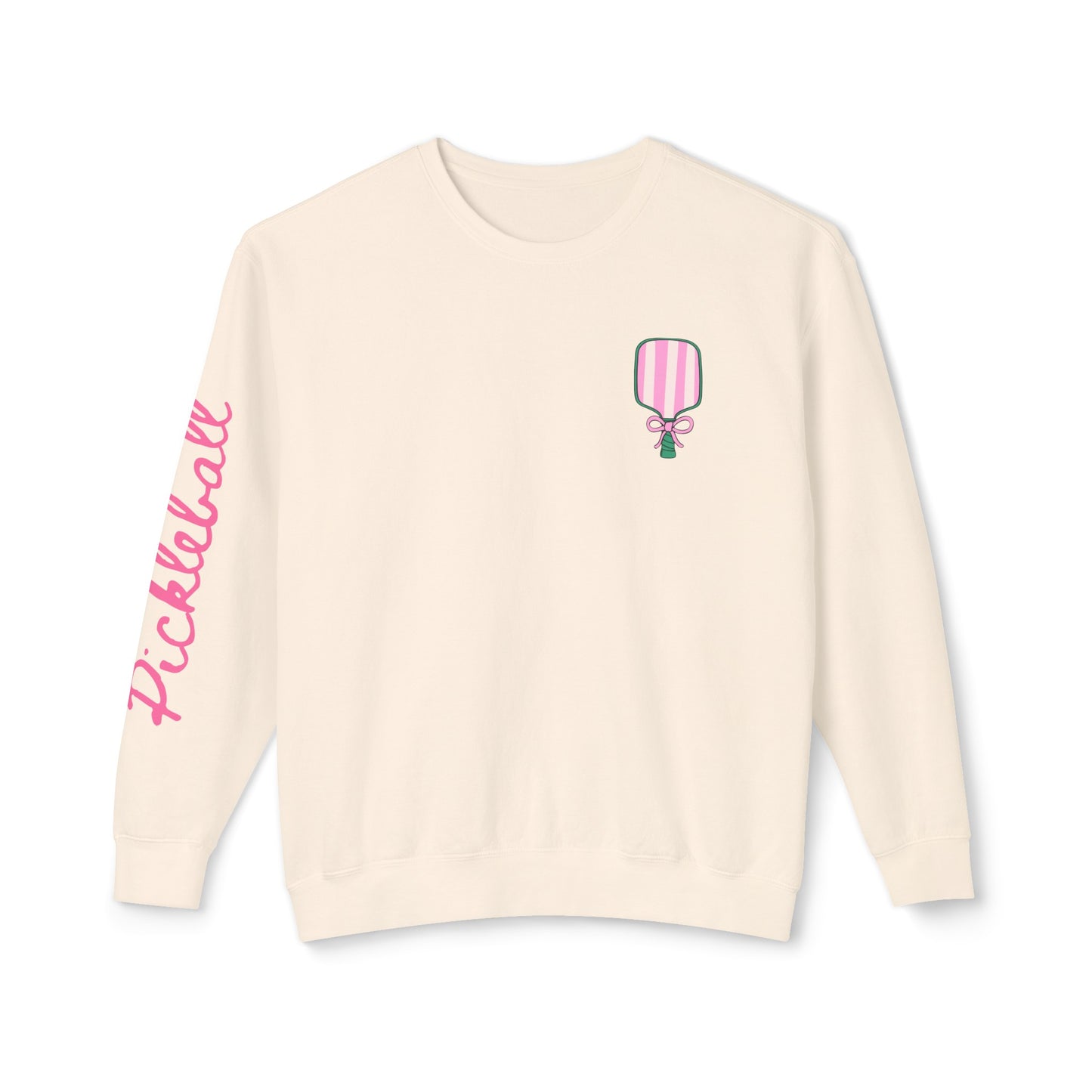 Pickleball & Champagne Garment Dyed Crews - customize name left chest front, or sleeve
