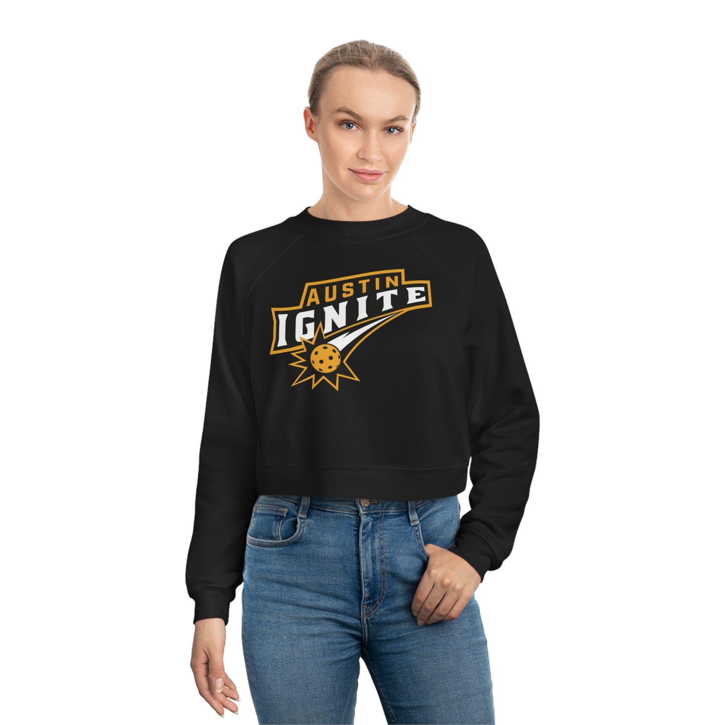 Gold Austin Ignite Customize back - Women's Cropped Fleece Pullover