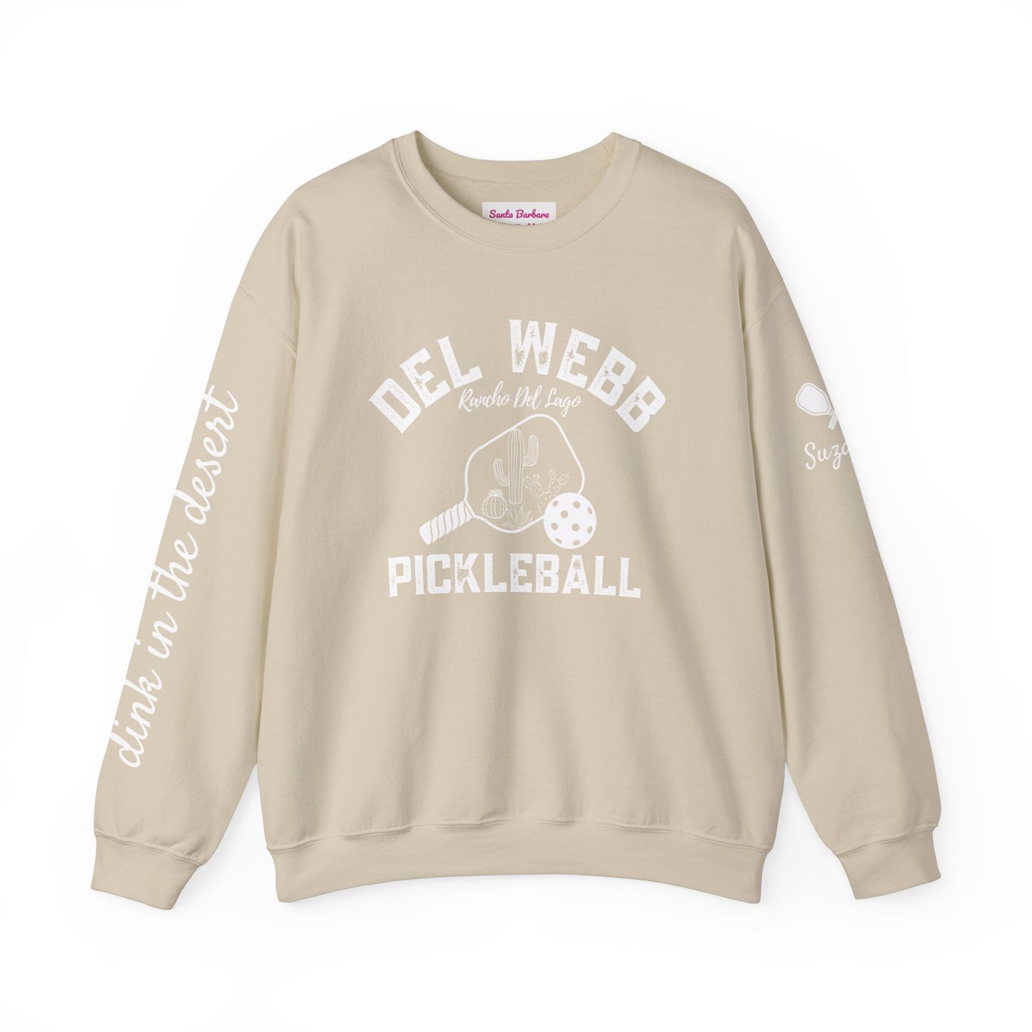 Copy of Del Webb Pickleball Beachy Style - Dink in the Desert - Unisex Crew -ca add name to sleeve with paddles