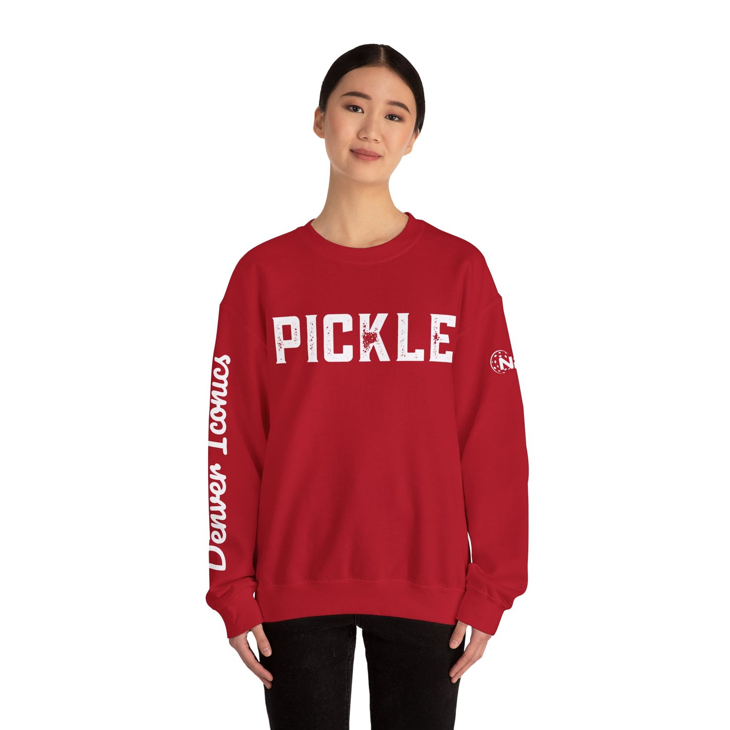 PICKLE w/ Denver Iconics in script - custom Crew - personalize sleeve and or back