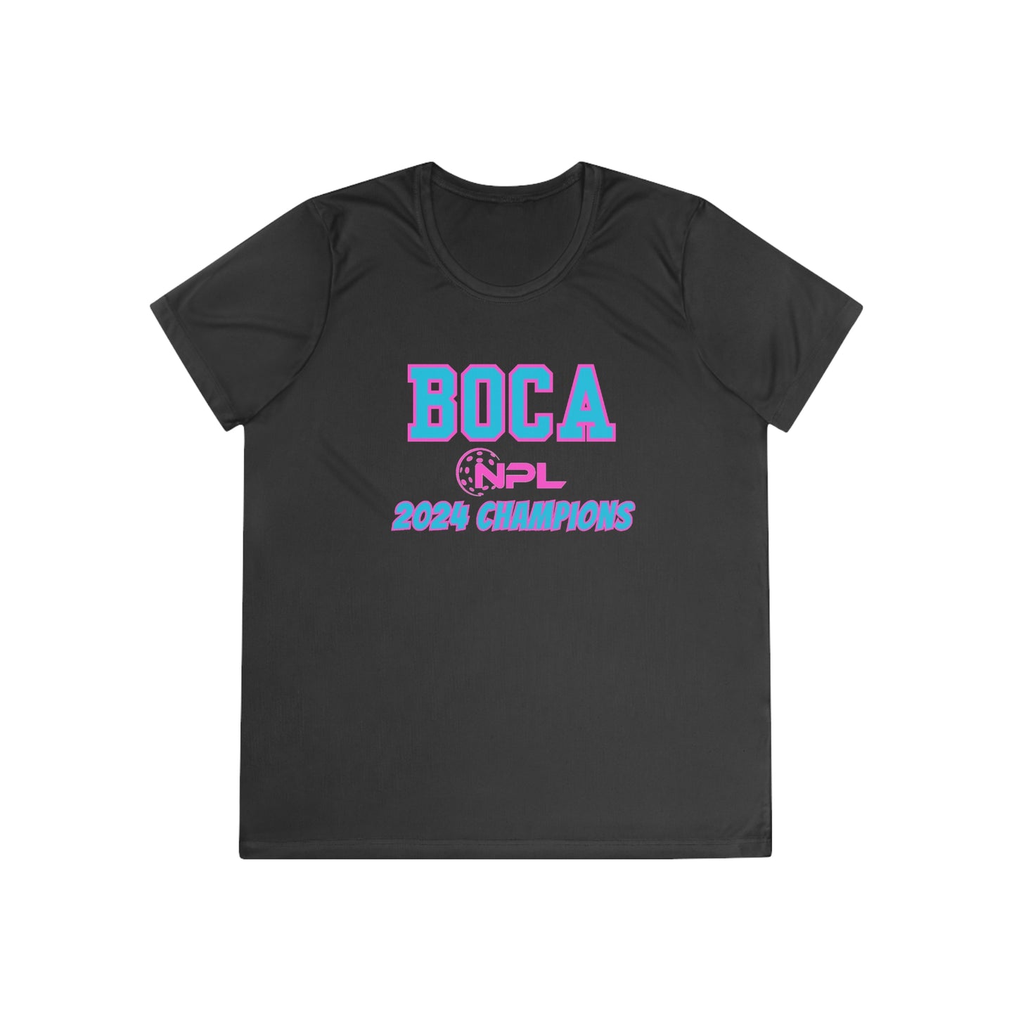 BOCA NPL ‘24 Champions - SPF 40 Ladies Performance T- player’s names on back