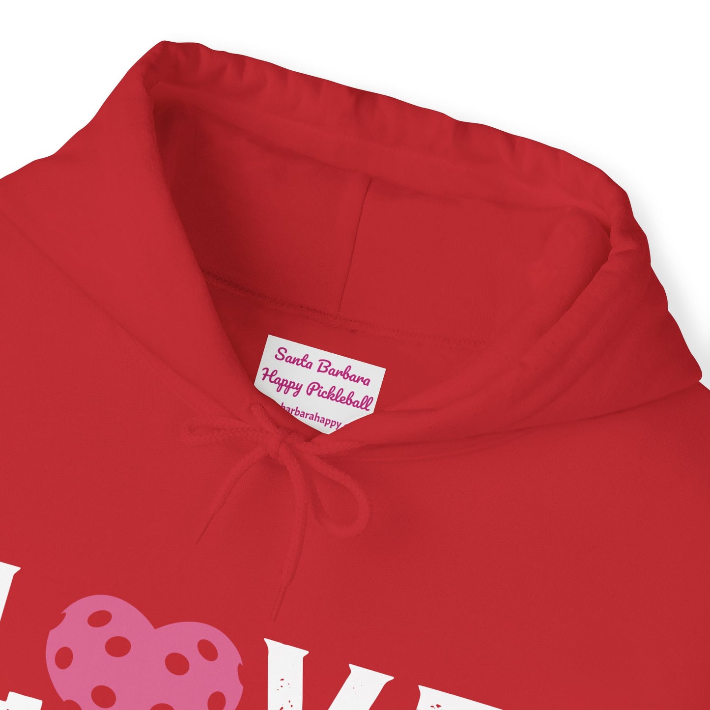 Del Webb Pickleball LOVE Hoodie - 3 pickleball hearts sleeve - can customize sleeves & back - add in notes