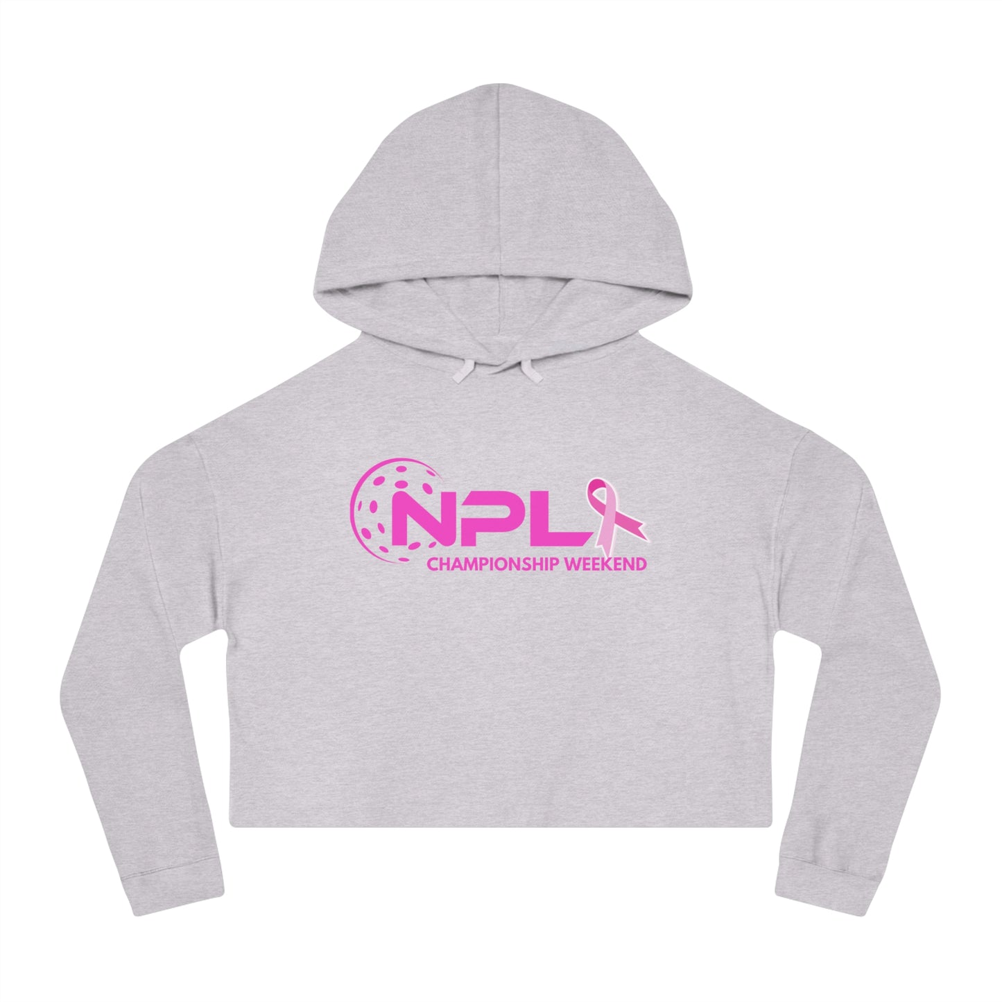 NPL Championship Weekend w/ Ribbon Hot Pink - Women’s Cropped Hooded Sweatshirt