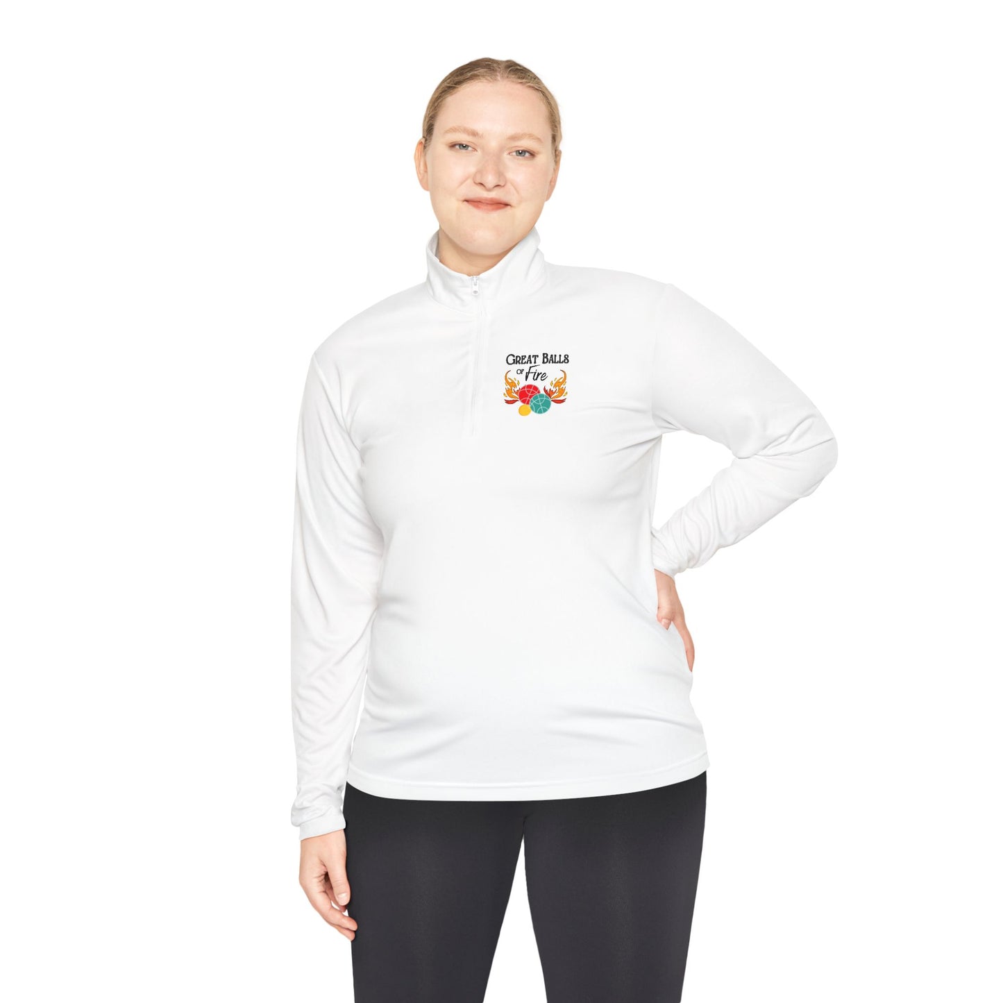 Great Balls of Fire - Men’s fit Unisex Quarter-Zip Pullover- can personalize back
