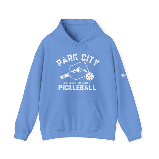 Park City Utah Pickleball Unisex Hoodie (colors) - can customize sleeves and back as shown