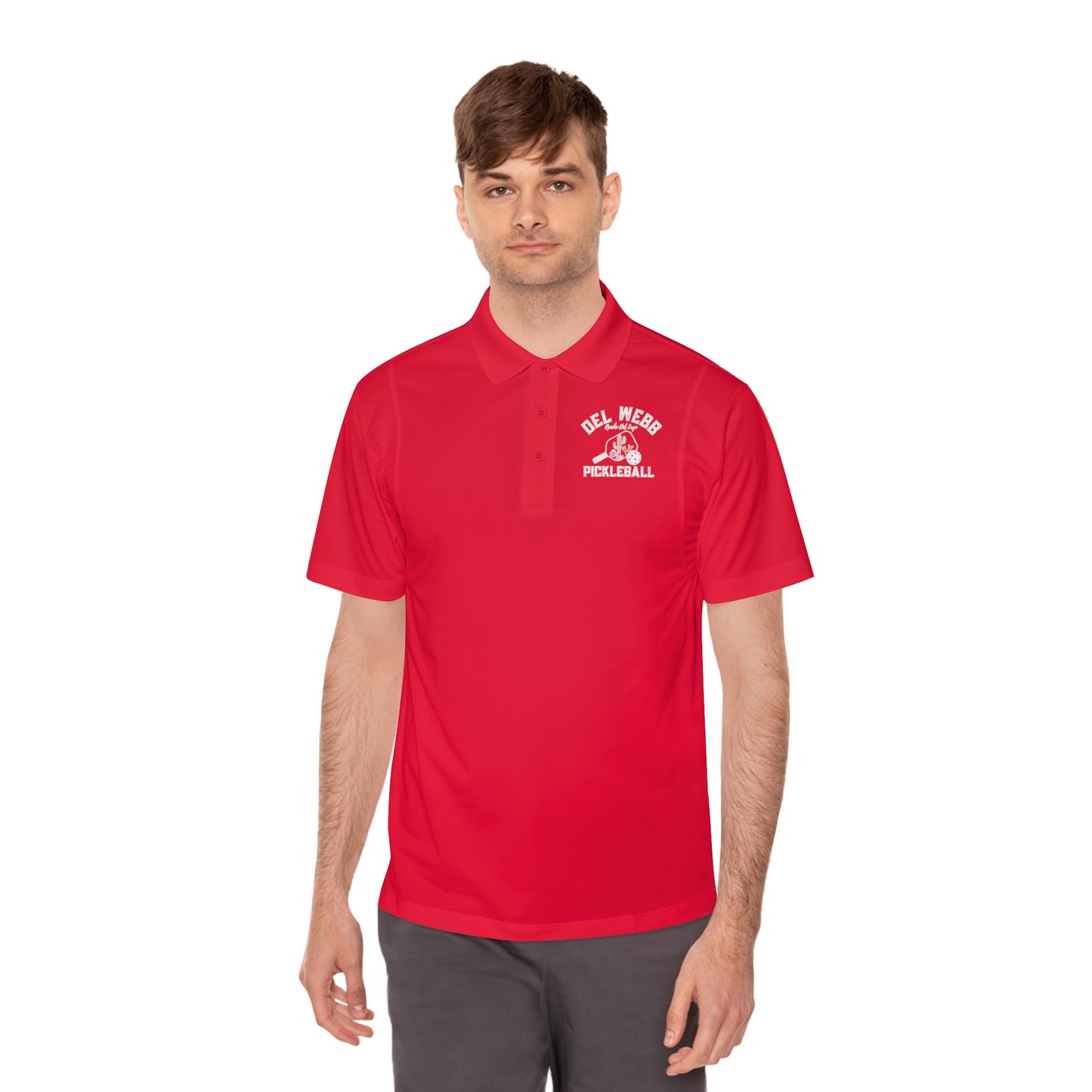 Del Webb Pickleball Men's Sport Polo Shirt. Can customize back