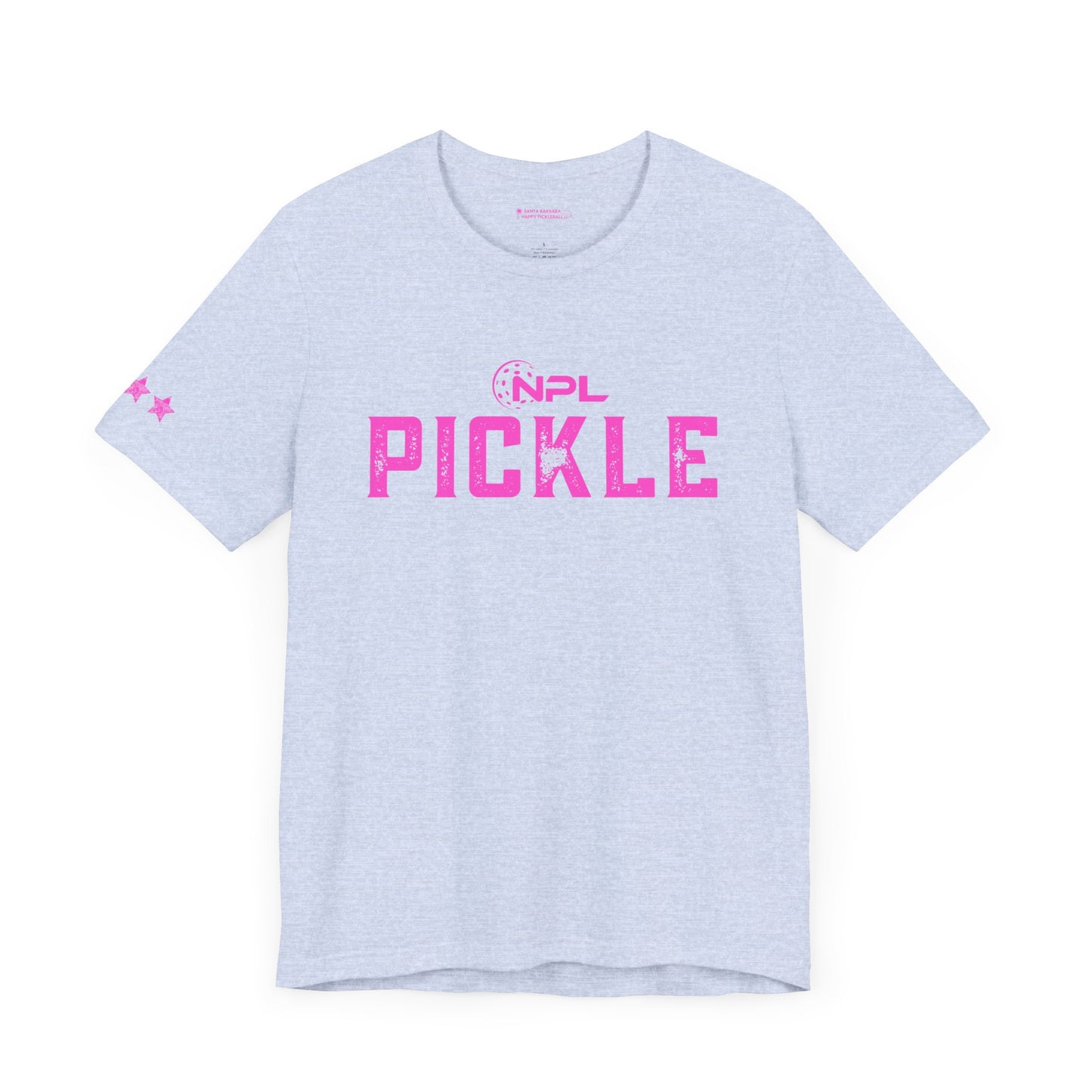PICKLE distressed NPL Championship Weekend logo - hot pink - Unisex Jersey Short Sleeve Tee (optional add ribbon)