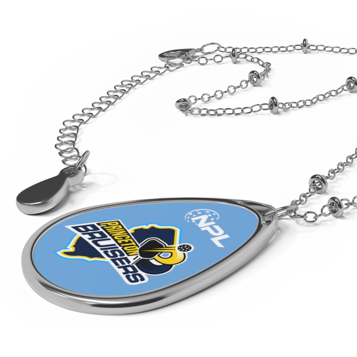 Princeton Bruisers NPL Team Oval Silver Necklace - can add your name or number